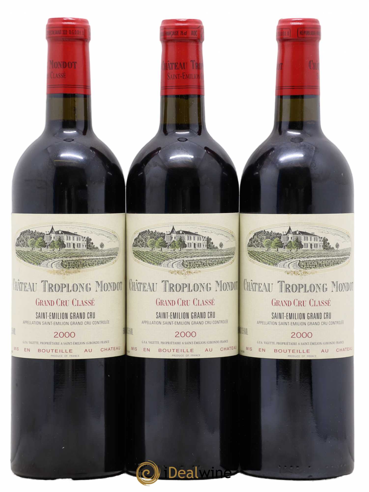 Château Troplong Mondot 1er Grand Cru Classé B 2000 - Lot de 3 bouteilles - 0