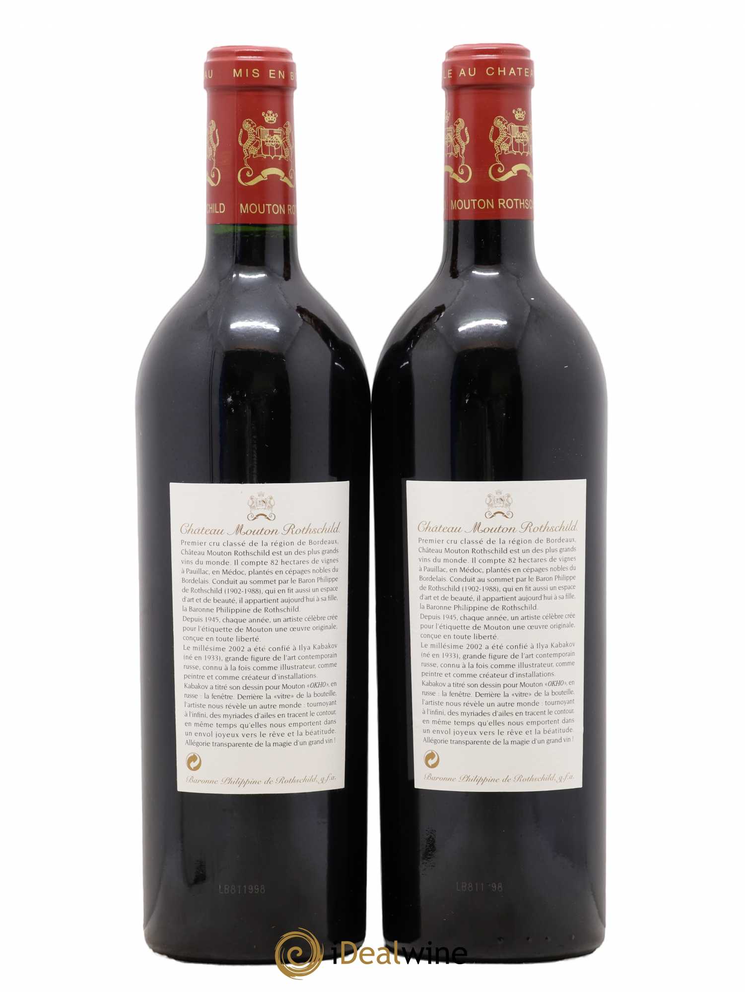 Château Mouton Rothschild 1er Grand Cru Classé 2002 - Lot de 2 bouteilles - 1