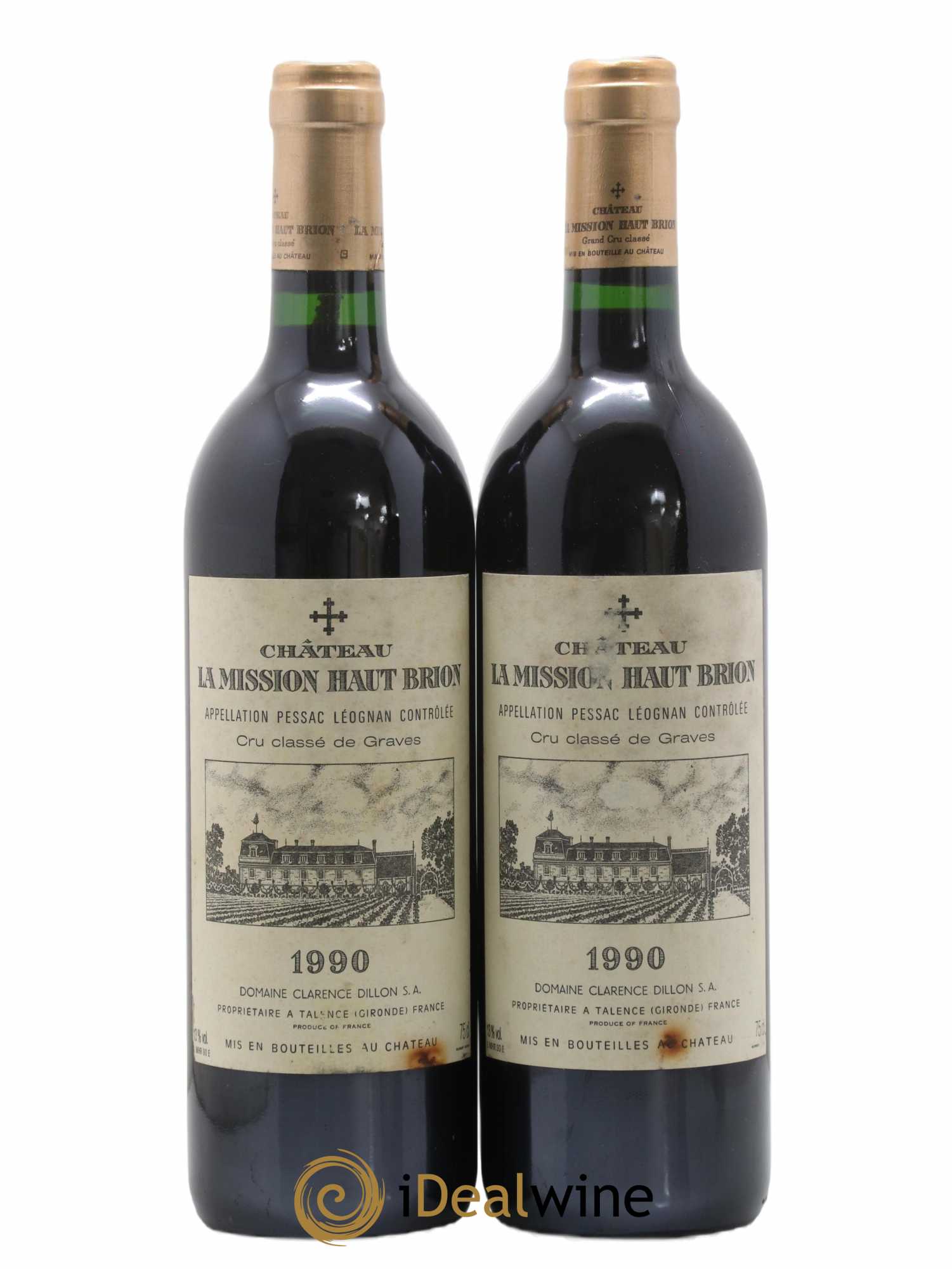 Château la Mission Haut-Brion Cru Classé de Graves 1990 - Lot de 2 bouteilles - 0