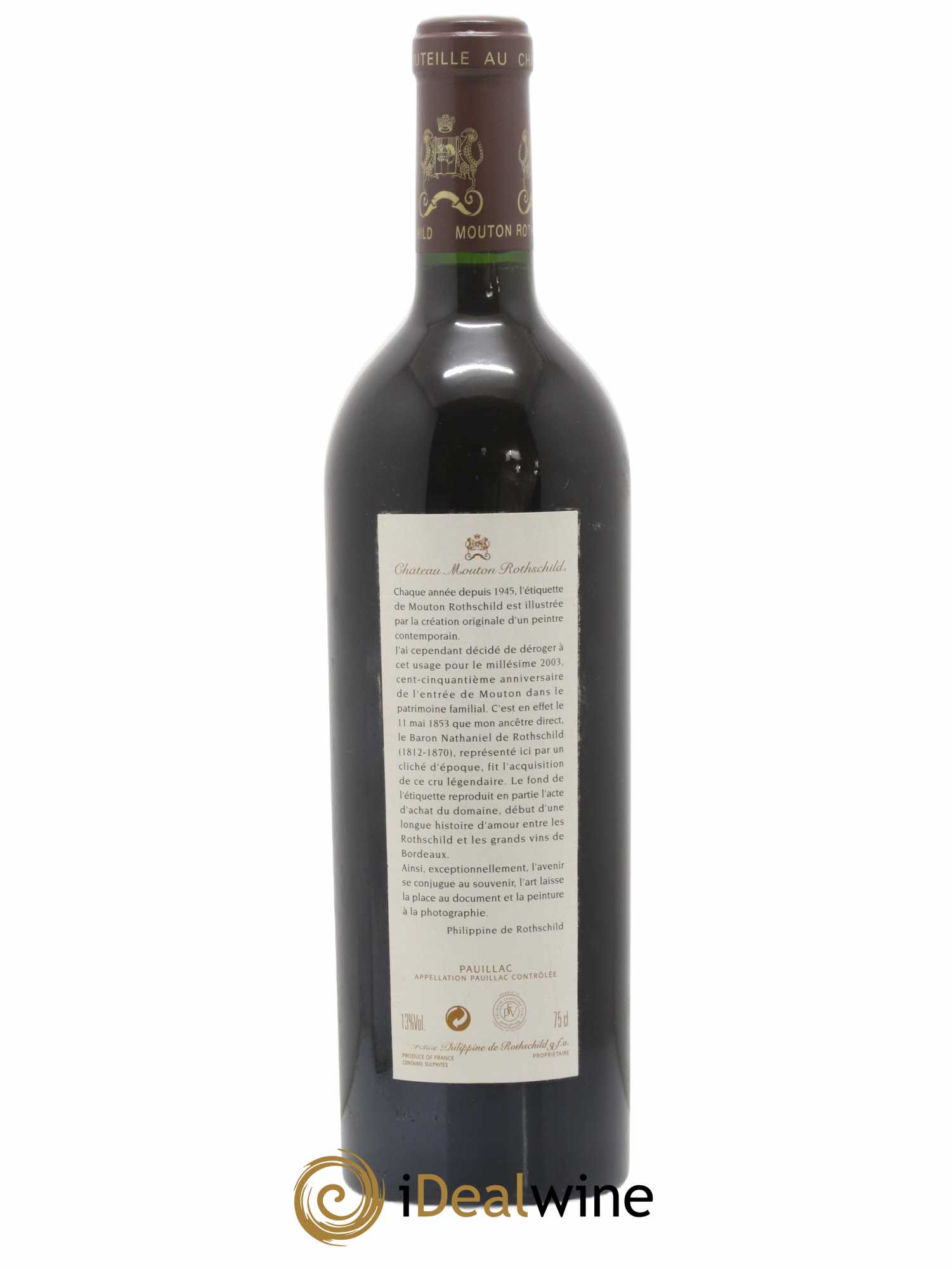 Château Mouton Rothschild 1er Grand Cru Classé 2003 - Lot de 1 bouteille - 1
