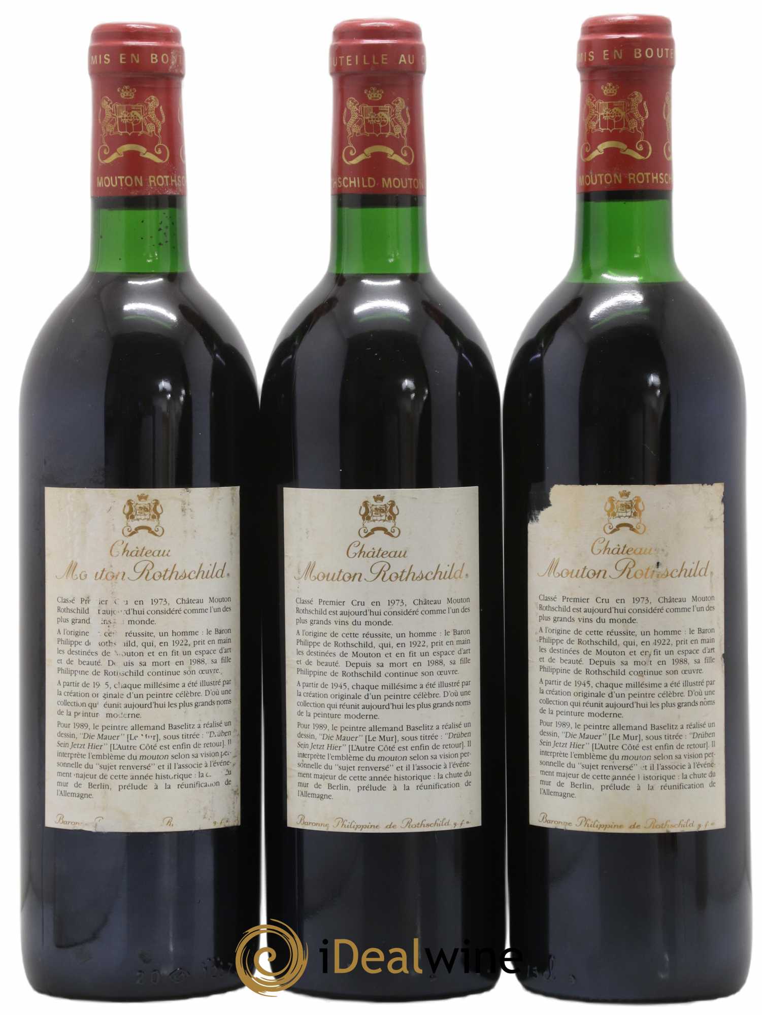 Château Mouton Rothschild 1er Grand Cru Classé 1989 - Lot of 3 bottles - 1