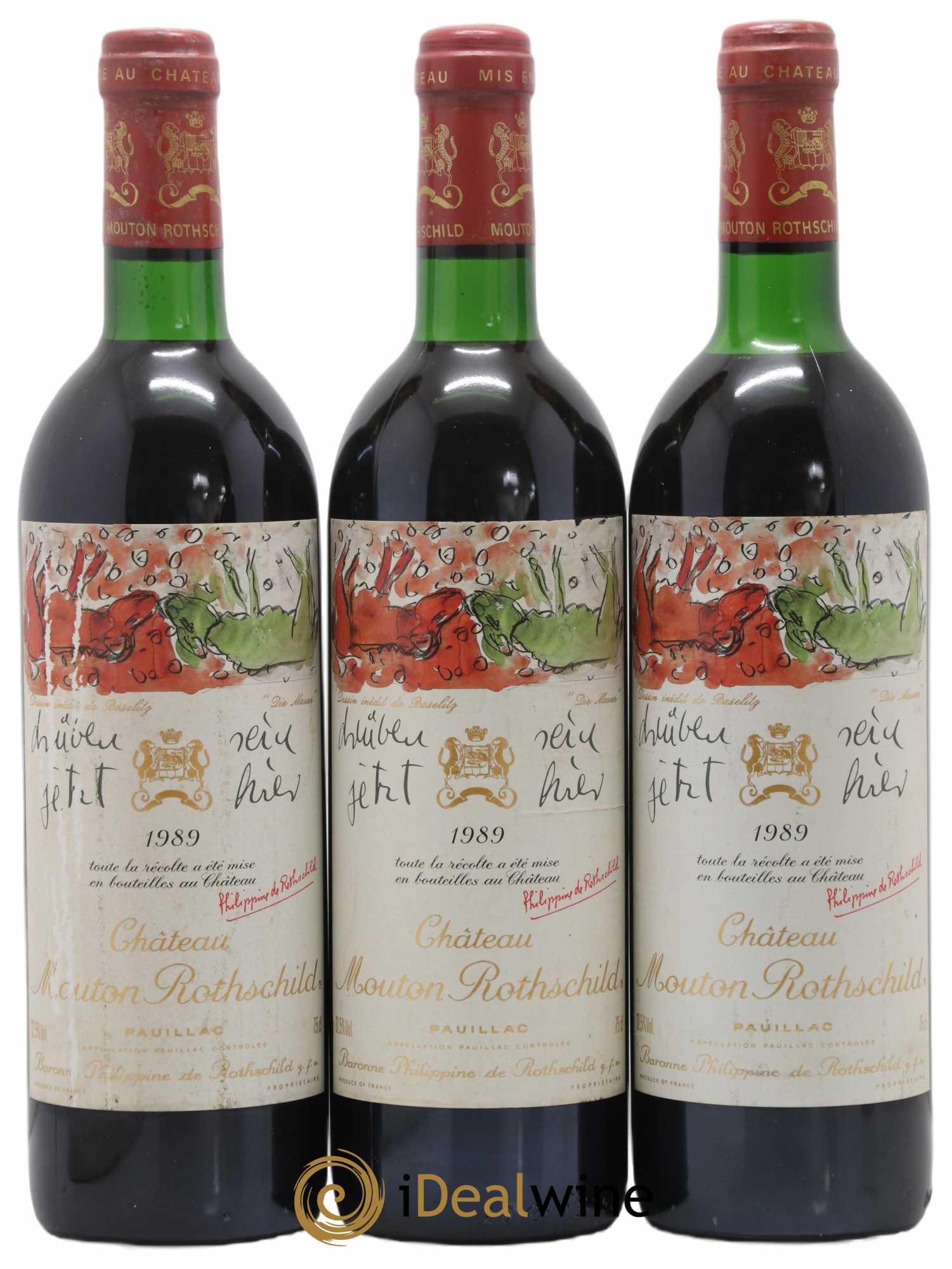 Château Mouton Rothschild 1er Grand Cru Classé 1989 - Lot of 3 bottles - 0