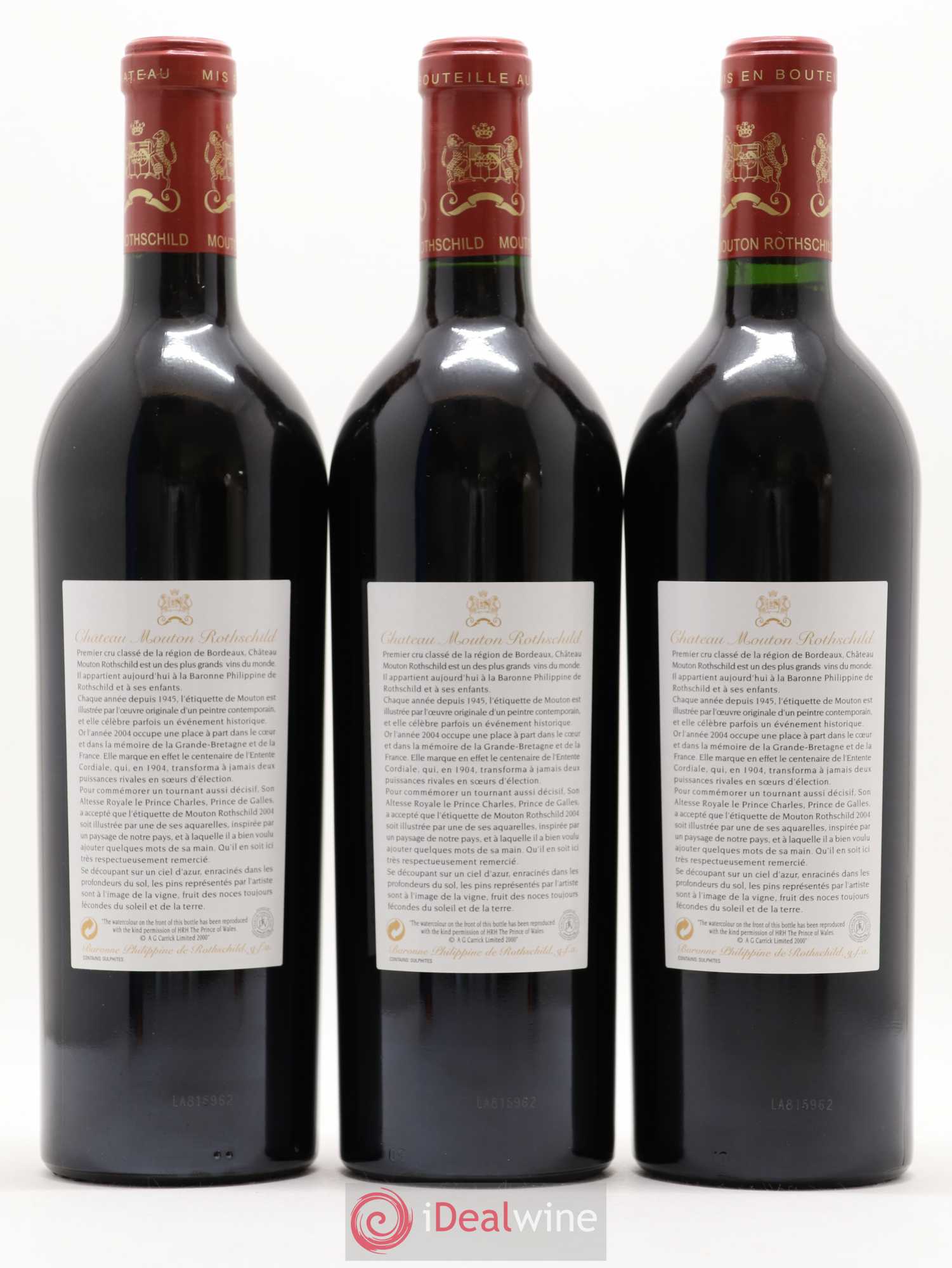 Château Mouton Rothschild 1er Grand Cru Classé 2004 - Lot de 3 bouteilles - 1