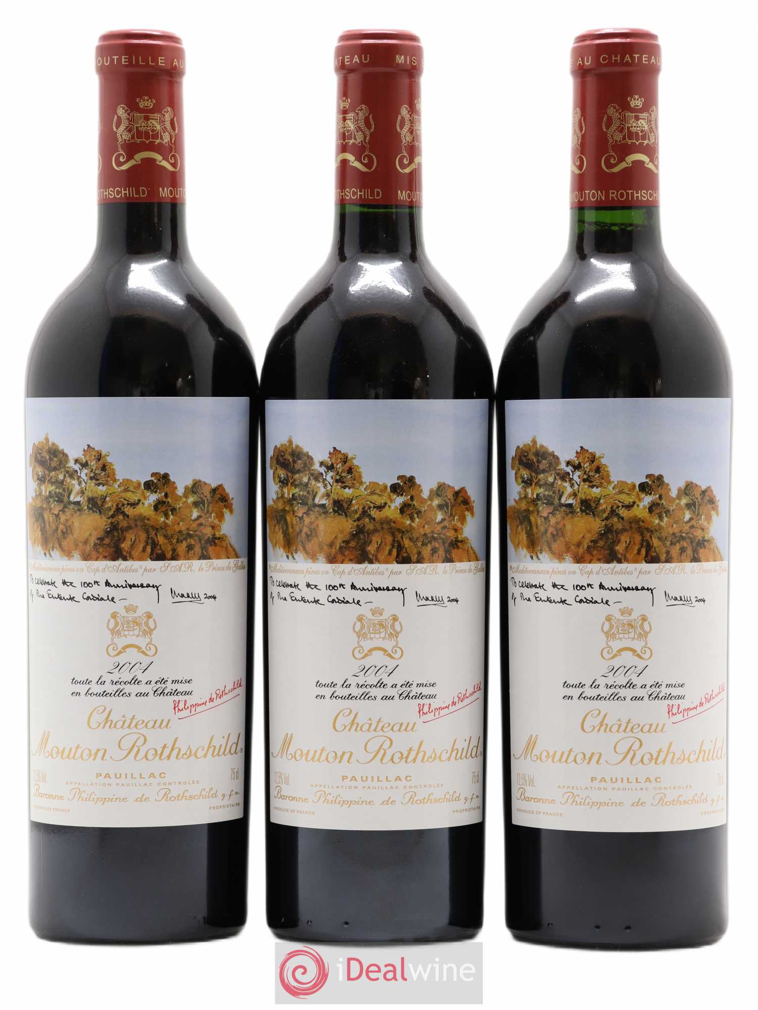 Château Mouton Rothschild 1er Grand Cru Classé 2004 - Lot de 3 bouteilles - 0