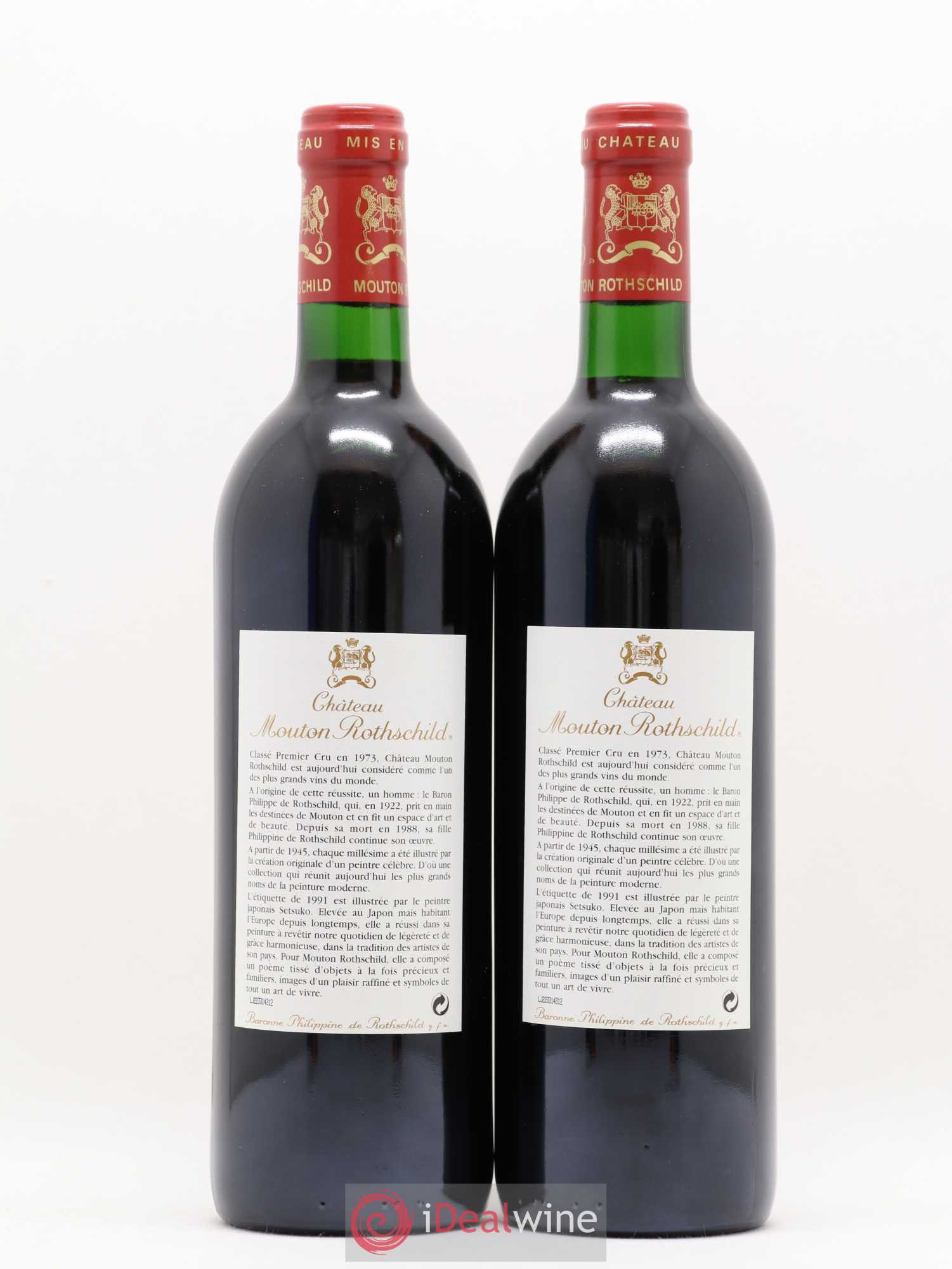 Château Mouton Rothschild 1er Grand Cru Classé 1991 - Lot de 2 bouteilles - 1