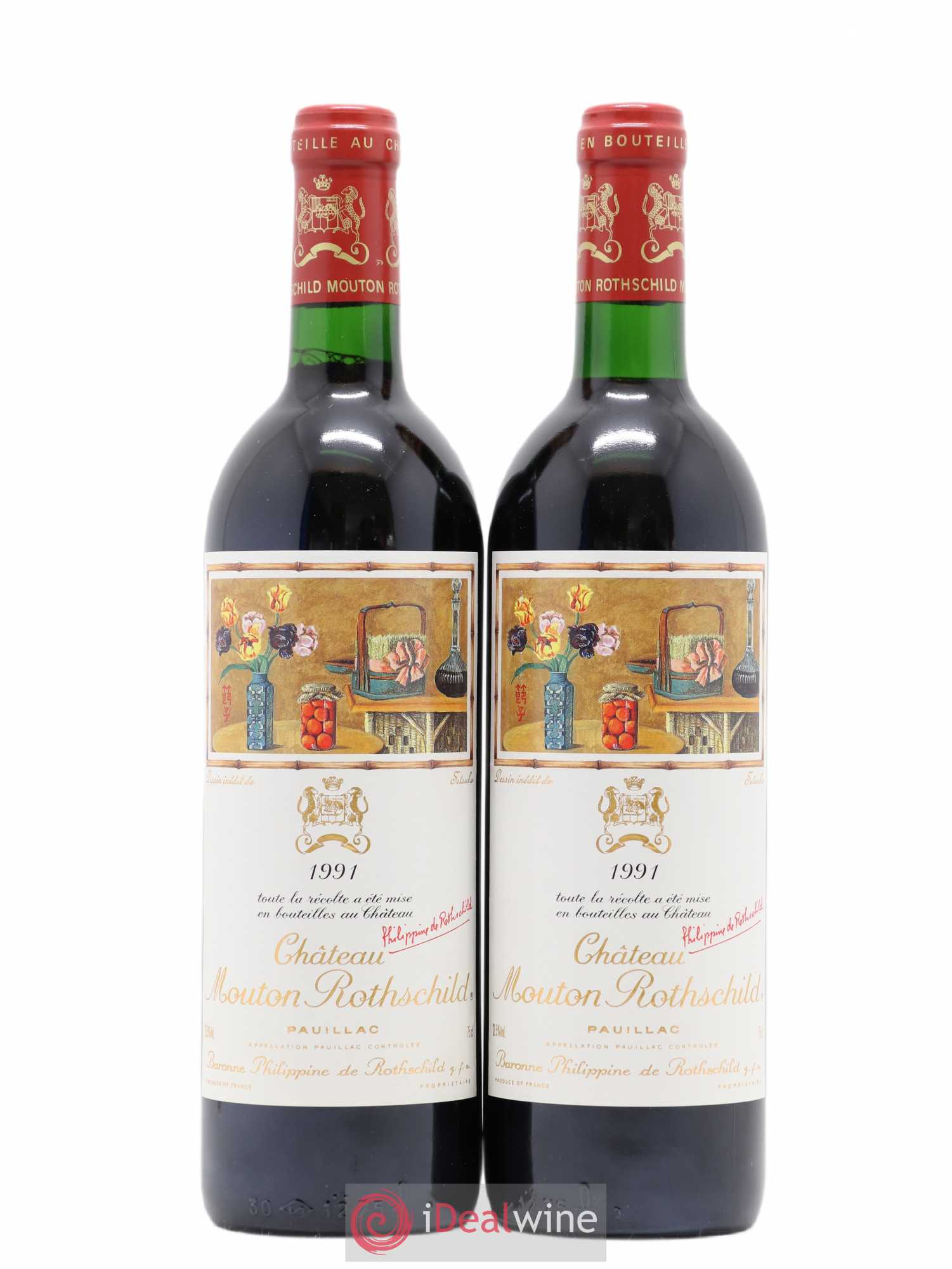 Château Mouton Rothschild 1er Grand Cru Classé 1991 - Lot de 2 bouteilles - 0