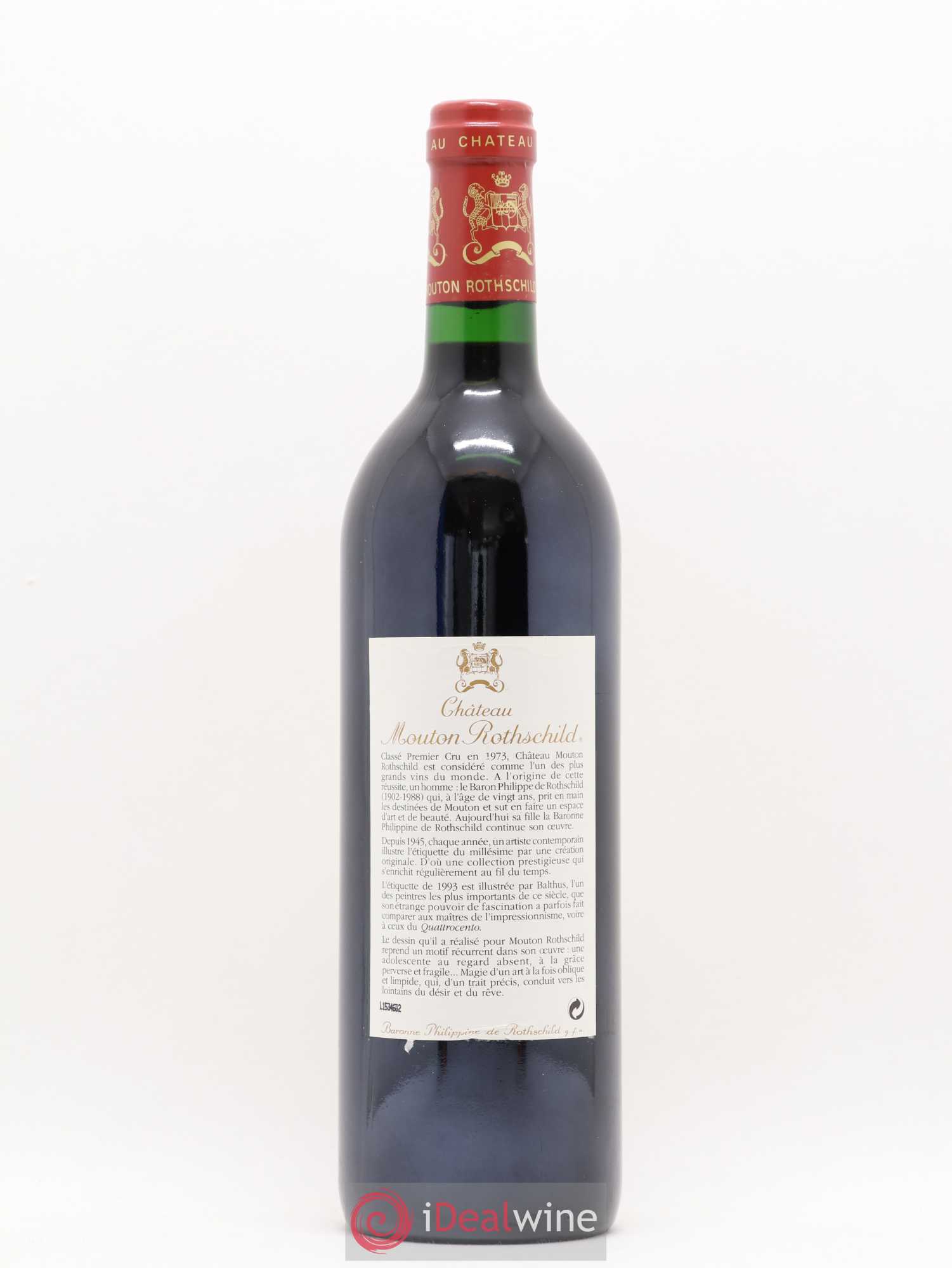 Château Mouton Rothschild 1er Grand Cru Classé 1993 - Lot de 1 bouteille - 1