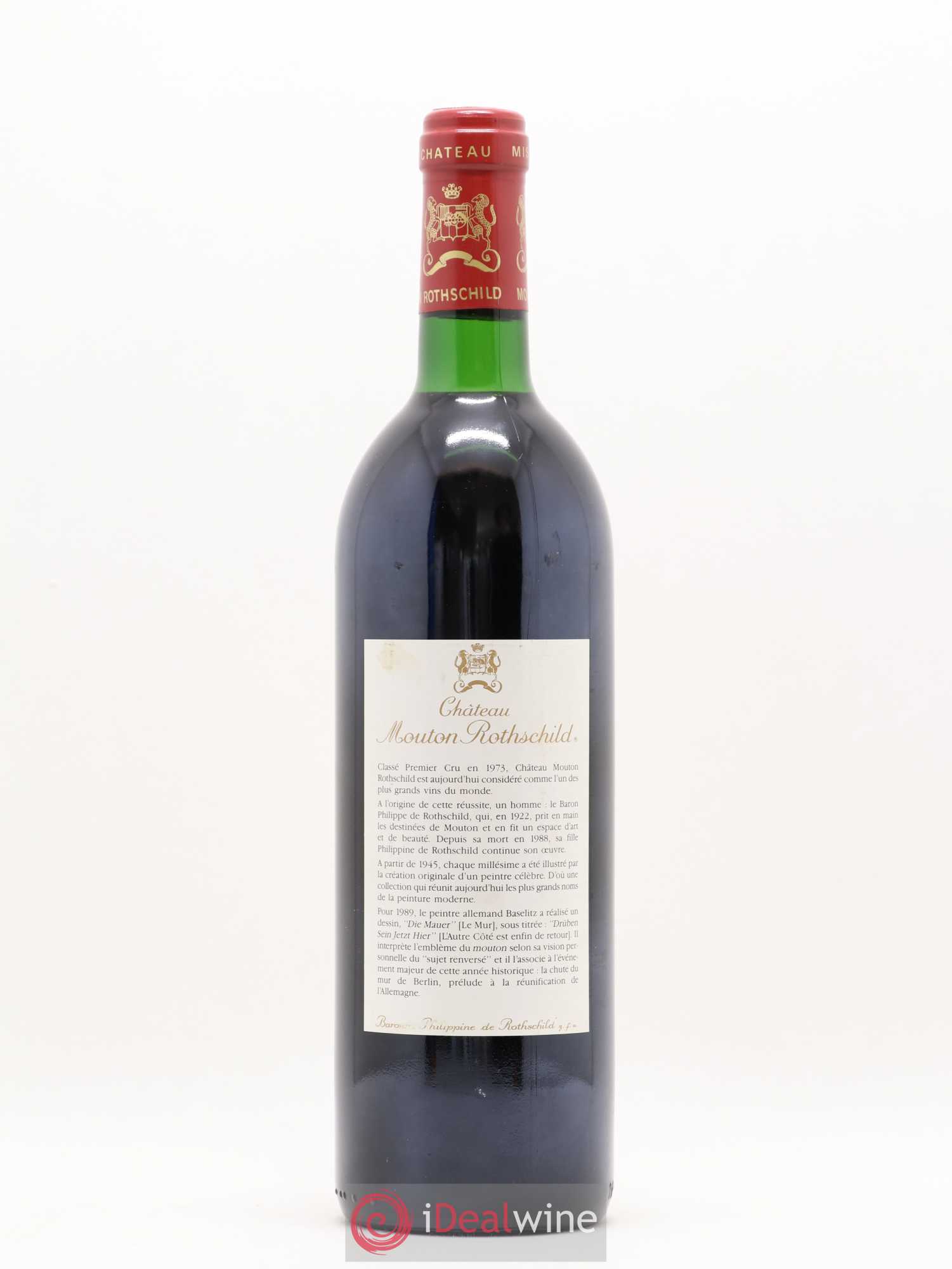 Château Mouton Rothschild 1er Grand Cru Classé 1989 - Lot de 1 bouteille - 1
