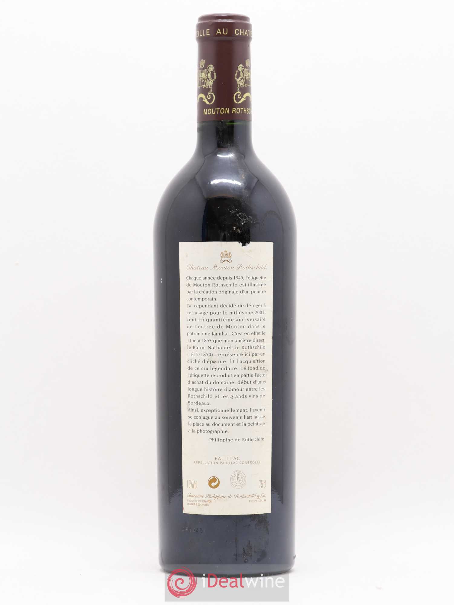 Château Mouton Rothschild 1er Grand Cru Classé 2003 - Lot de 1 bouteille - 1