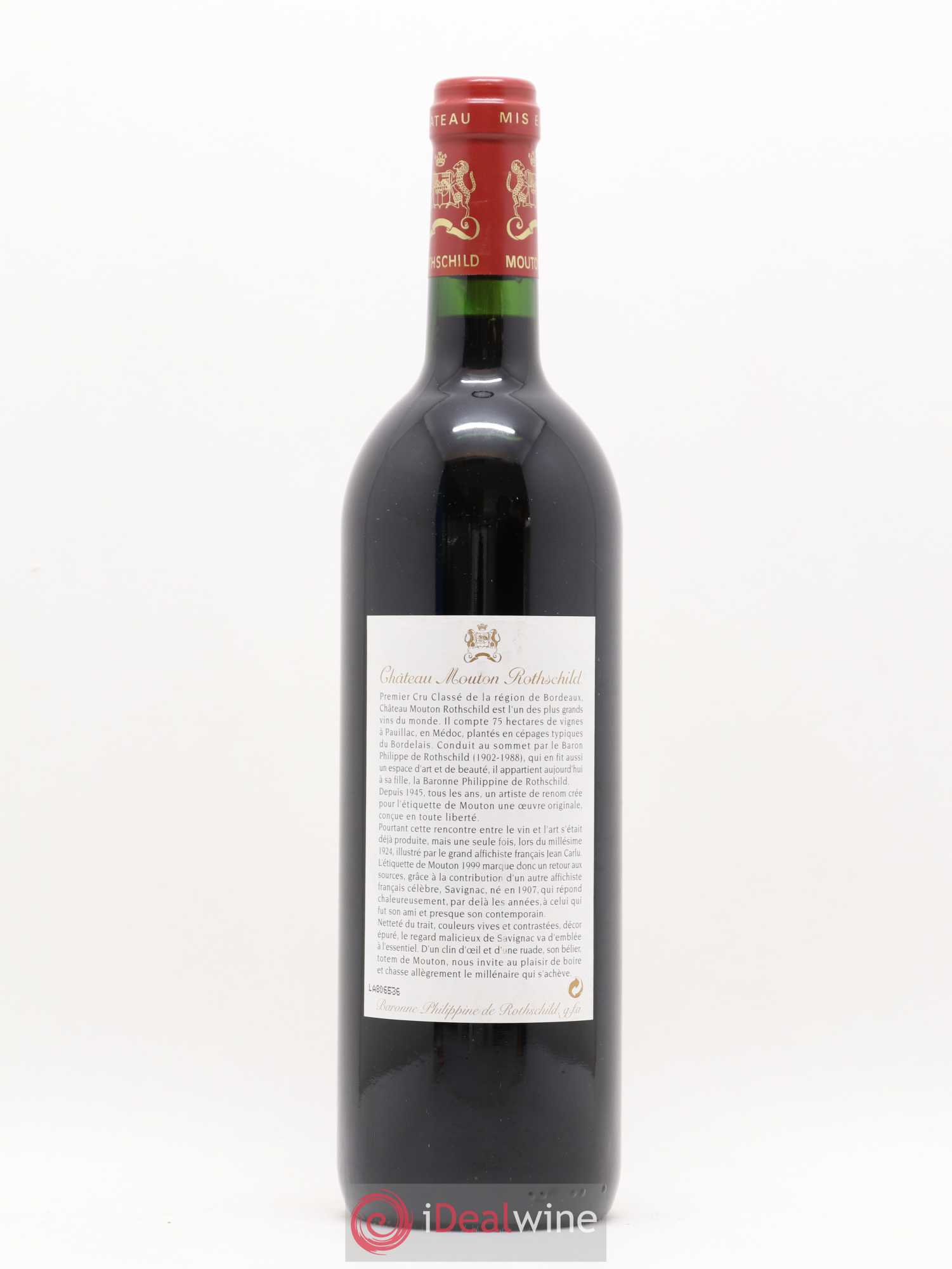 Château Mouton Rothschild 1er Grand Cru Classé 1999 - Lot de 1 bouteille - 1