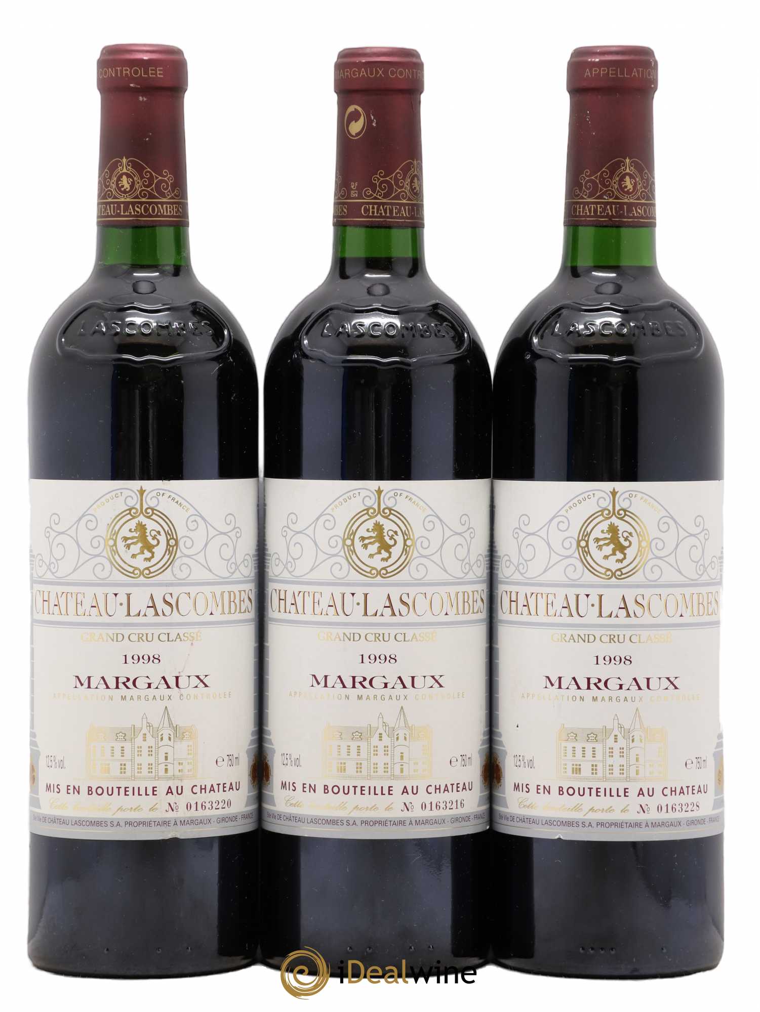 Château Lascombes 2ème Grand Cru Classé 1998 - Lot de 3 bouteilles - 0