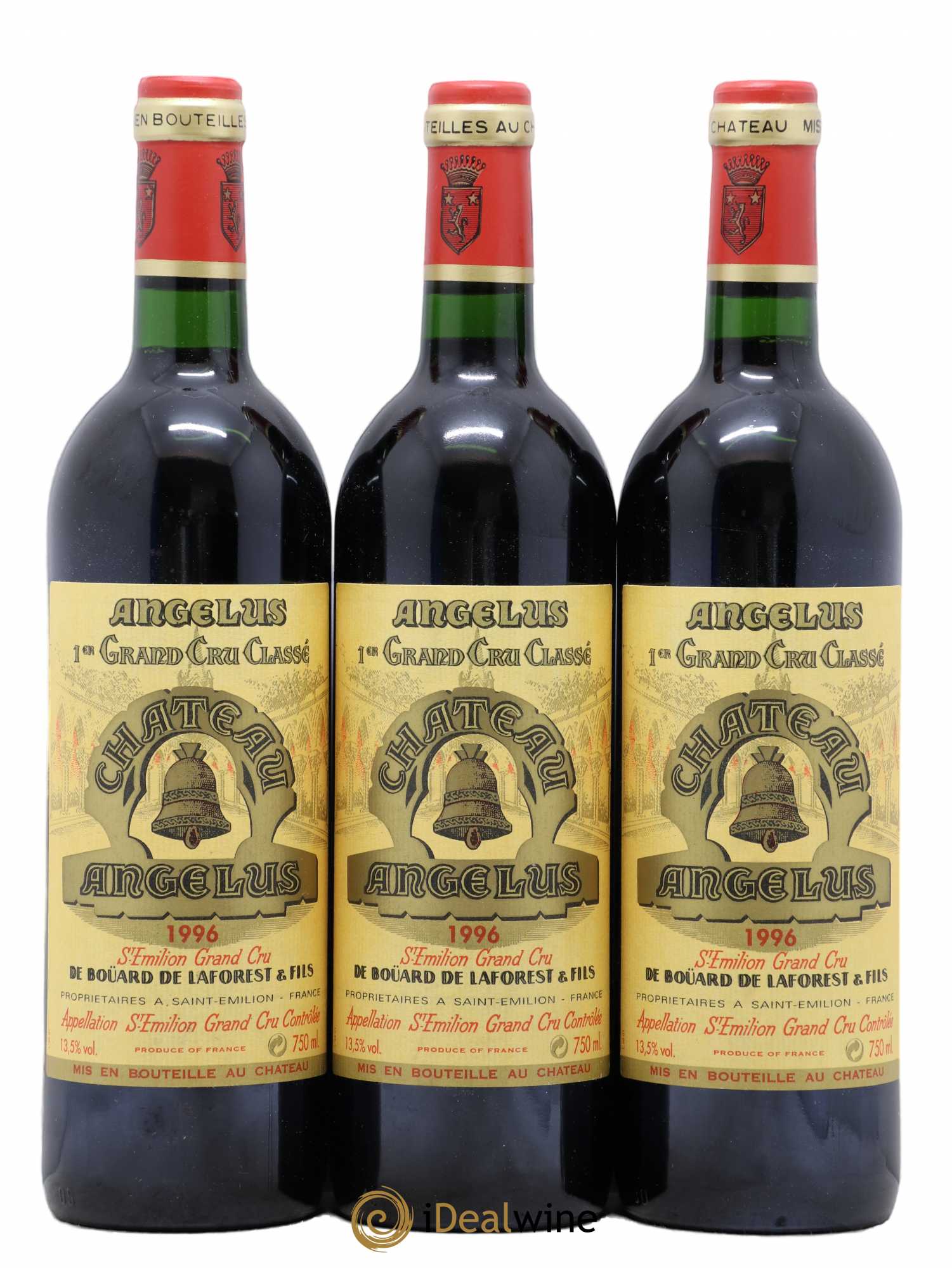 Château Angélus 1er Grand Cru Classé A 1996 - Lot de 3 bouteilles - 0