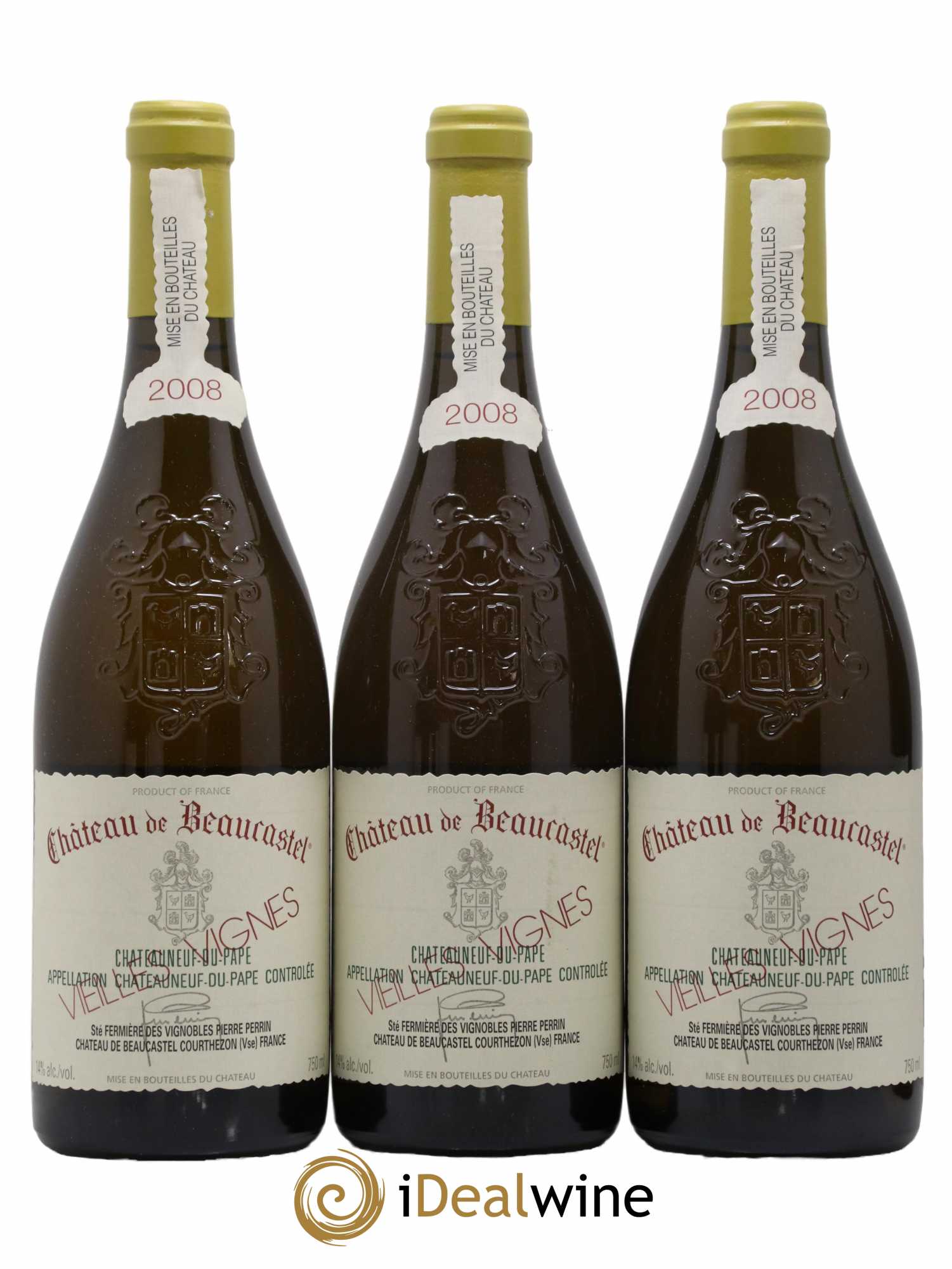 Châteauneuf-du-Pape Château de Beaucastel Vieilles vignes Roussanne Famille Perrin 2008 - Lot de 6 bouteilles - 1