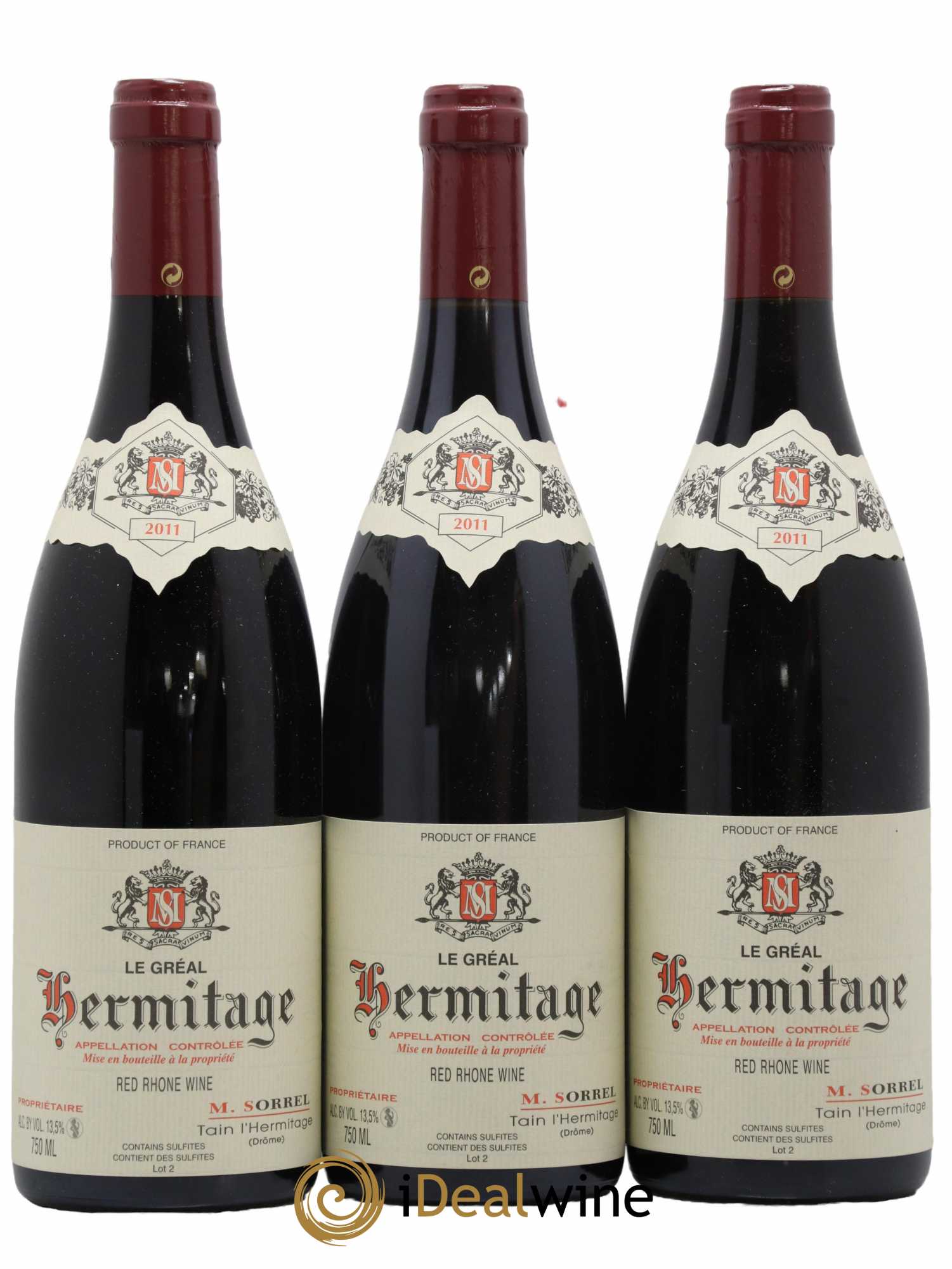 Hermitage Le Gréal Marc Sorrel 2011 - Lot de 3 bouteilles - 0