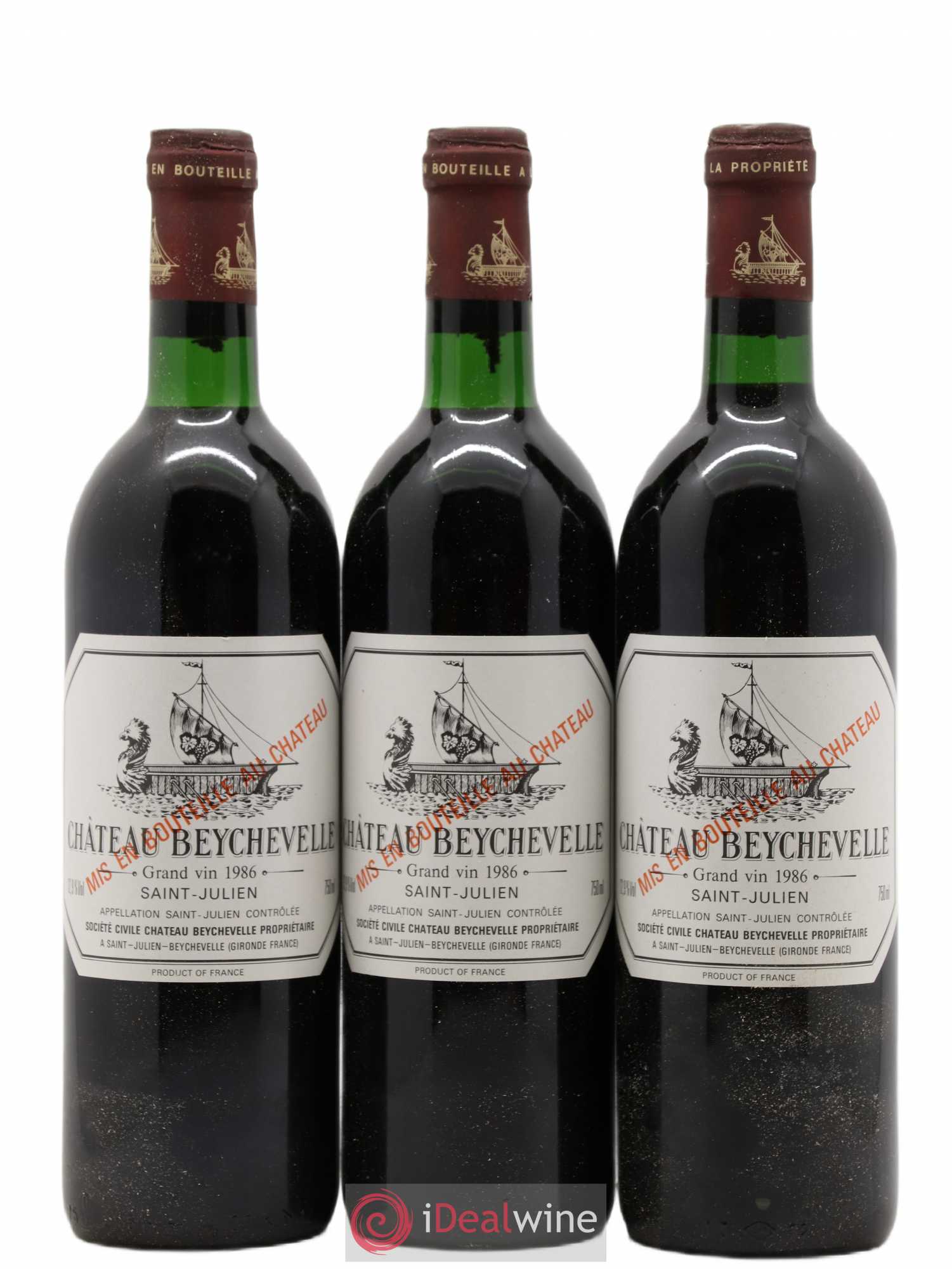 Château Beychevelle 4ème Grand Cru Classé 1986 - Lot de 3 bouteilles - 0