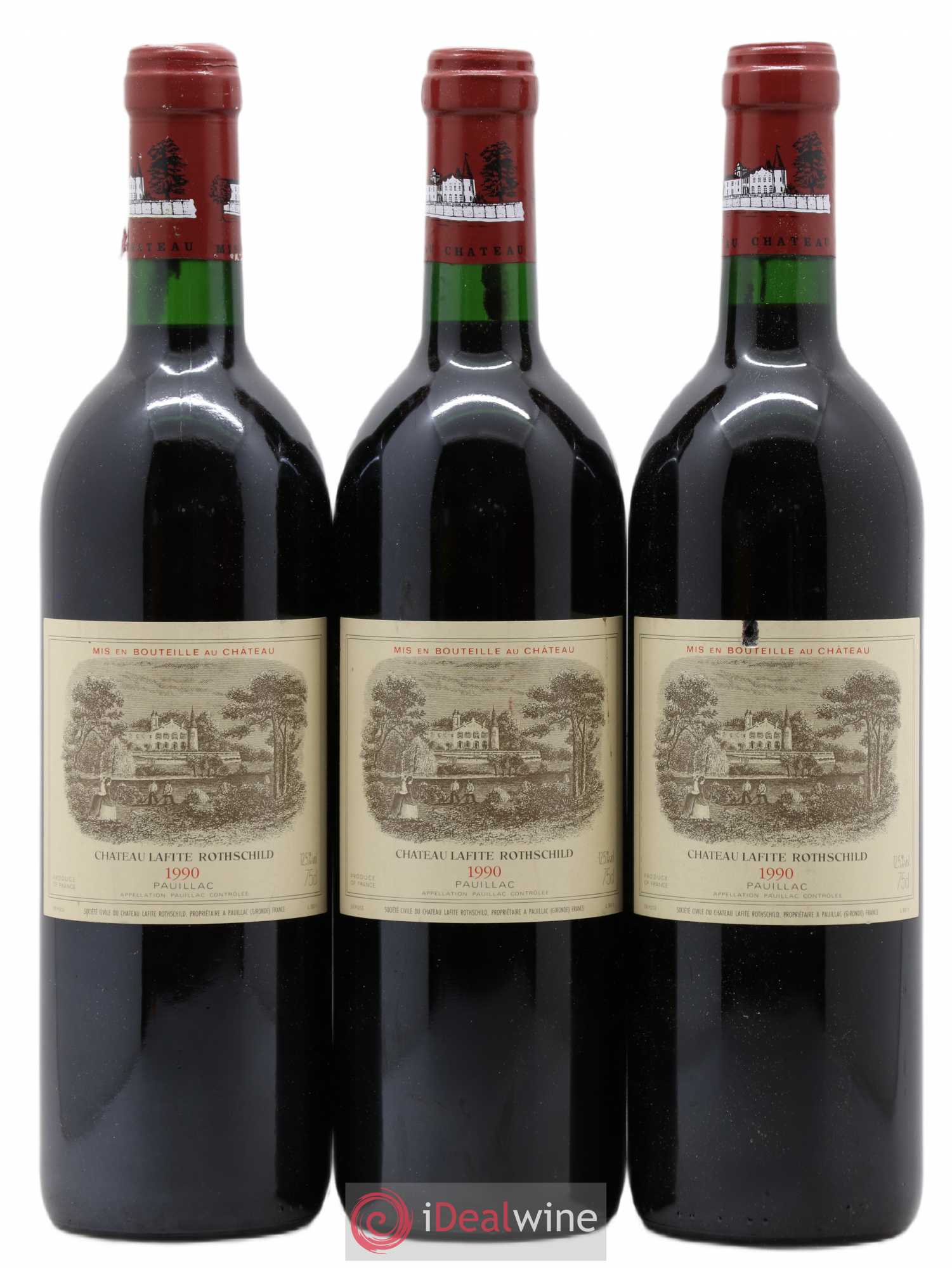 Château Lafite Rothschild 1er Grand Cru Classé 1990 - Lot de 3 bouteilles - 0