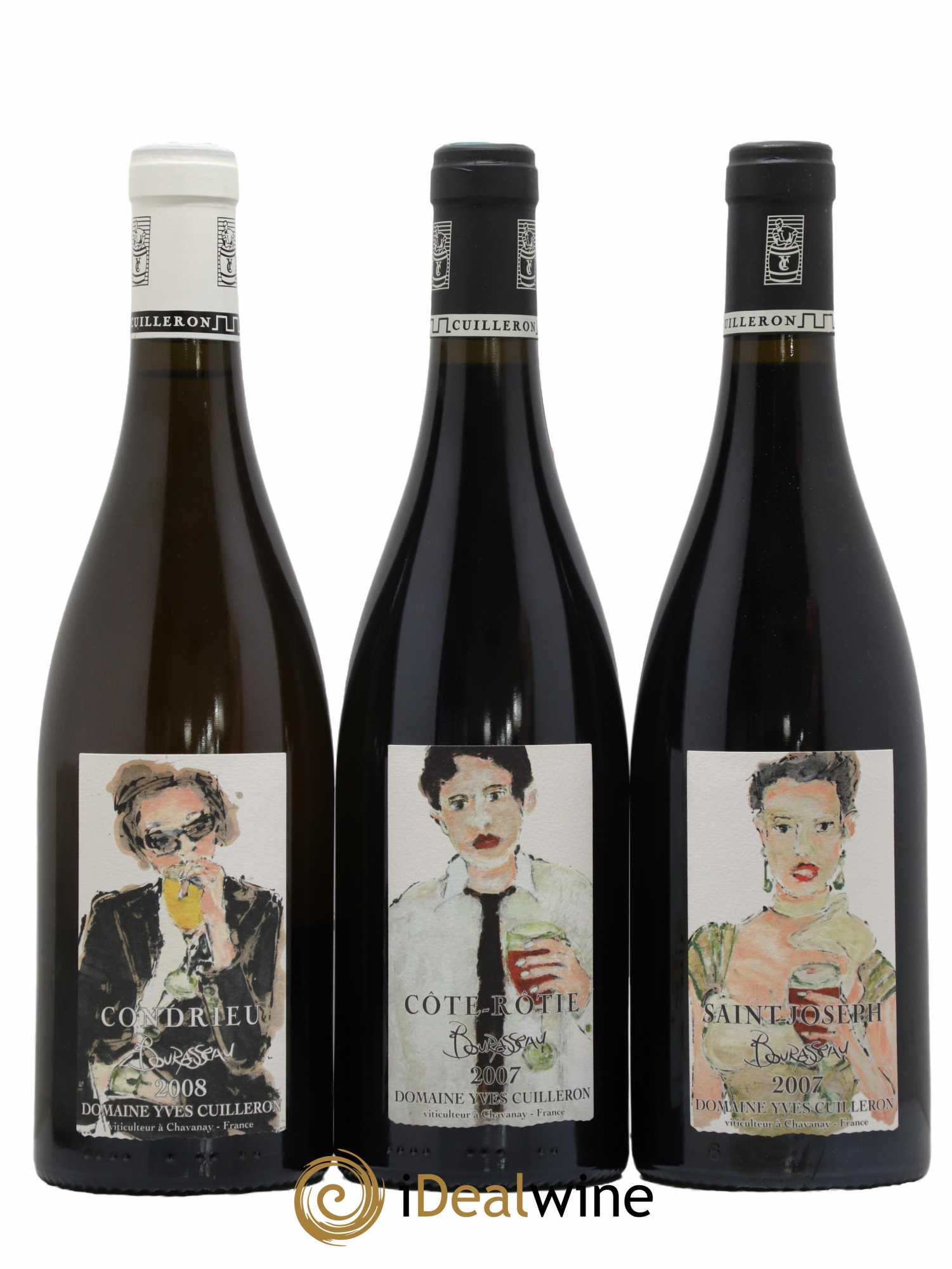 Condrieu - Saint-Joseph - Côte-Rôtie Caisse 3 appellations Bourasseau Yves Cuilleron (Domaine) 2007/2008 - Lotto di 3 bottiglie - 0
