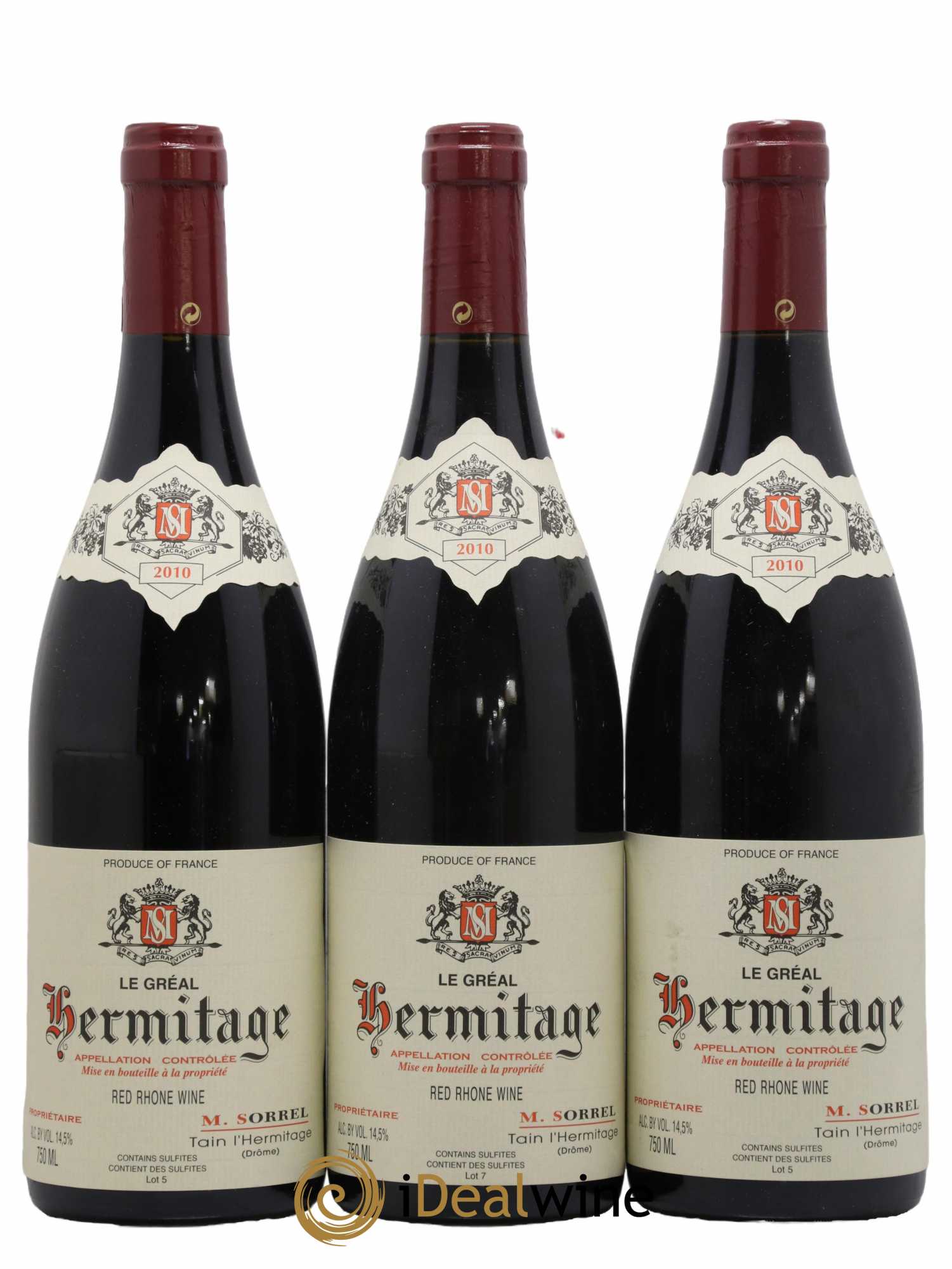 Hermitage Le Gréal Marc Sorrel 2010 - Lot de 3 bouteilles - 0