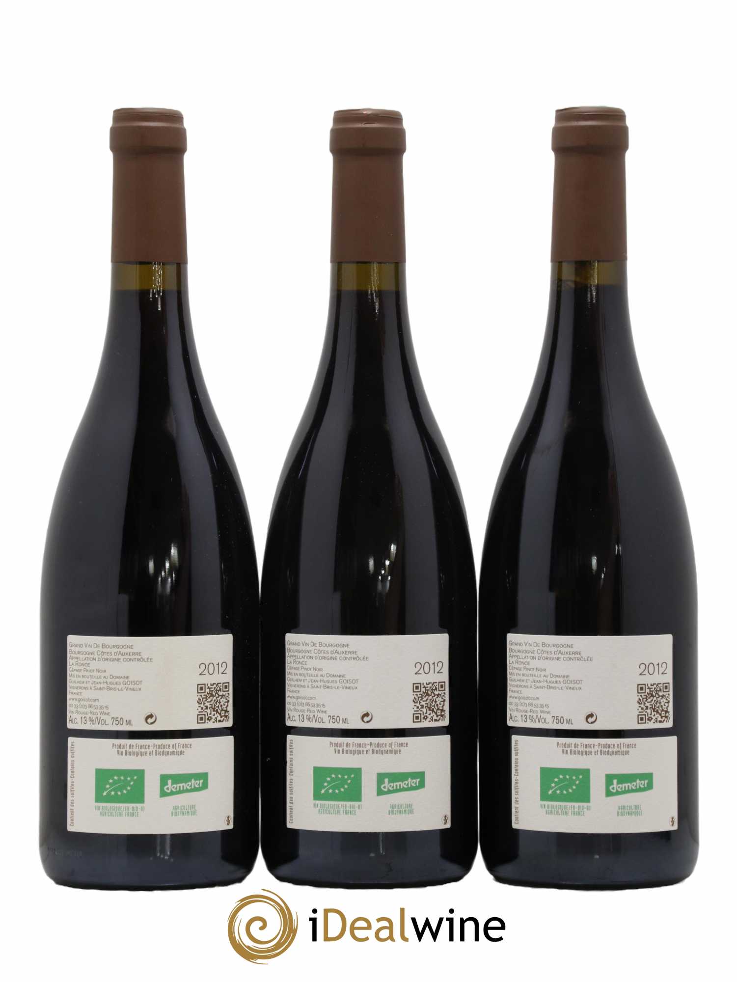 Bourgogne Côtes d'Auxerre La Ronce Goisot 2012 - Lot de 3 bouteilles - 1