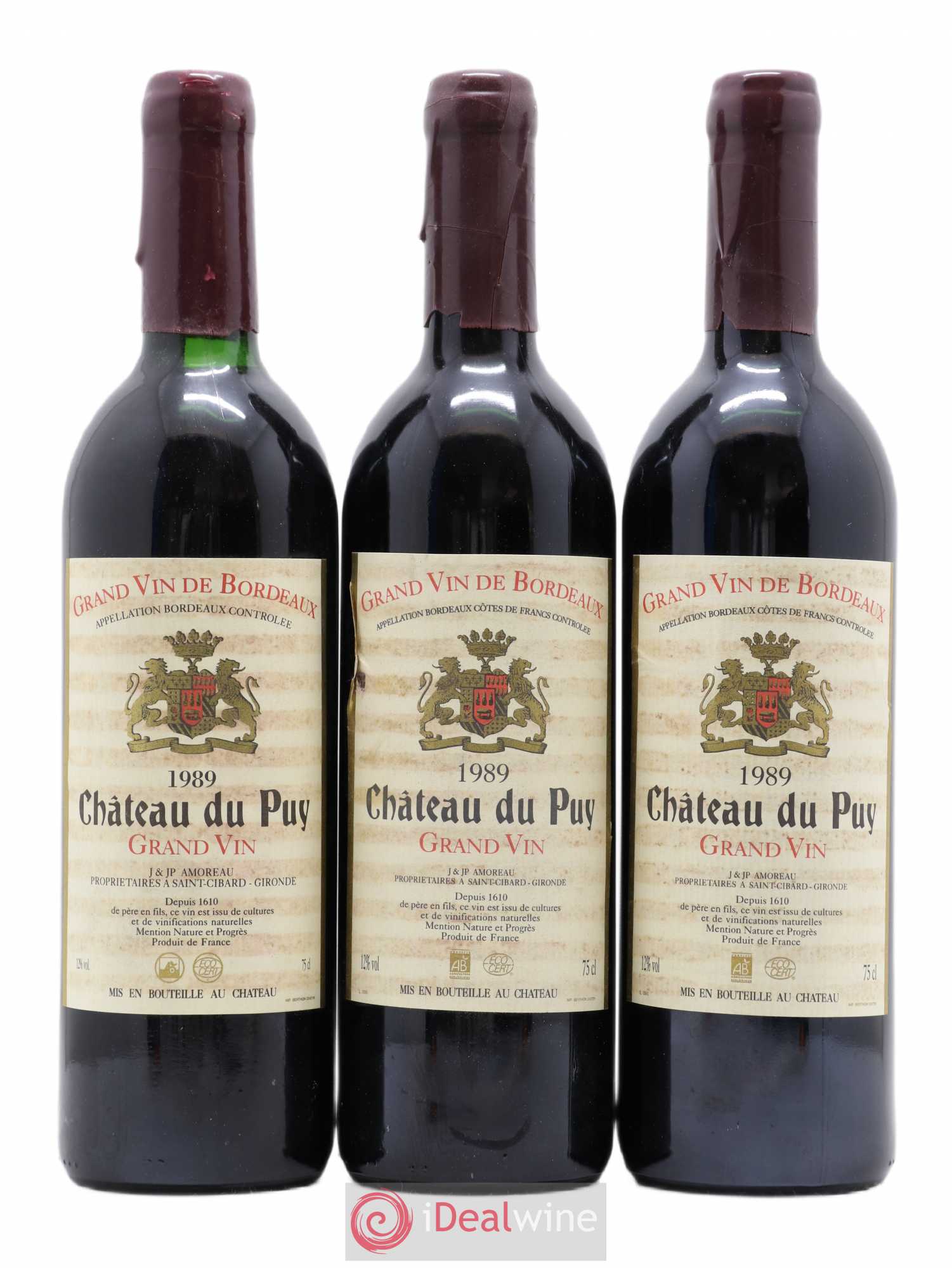 Château Le Puy 1989 - Lot de 3 bouteilles - 0