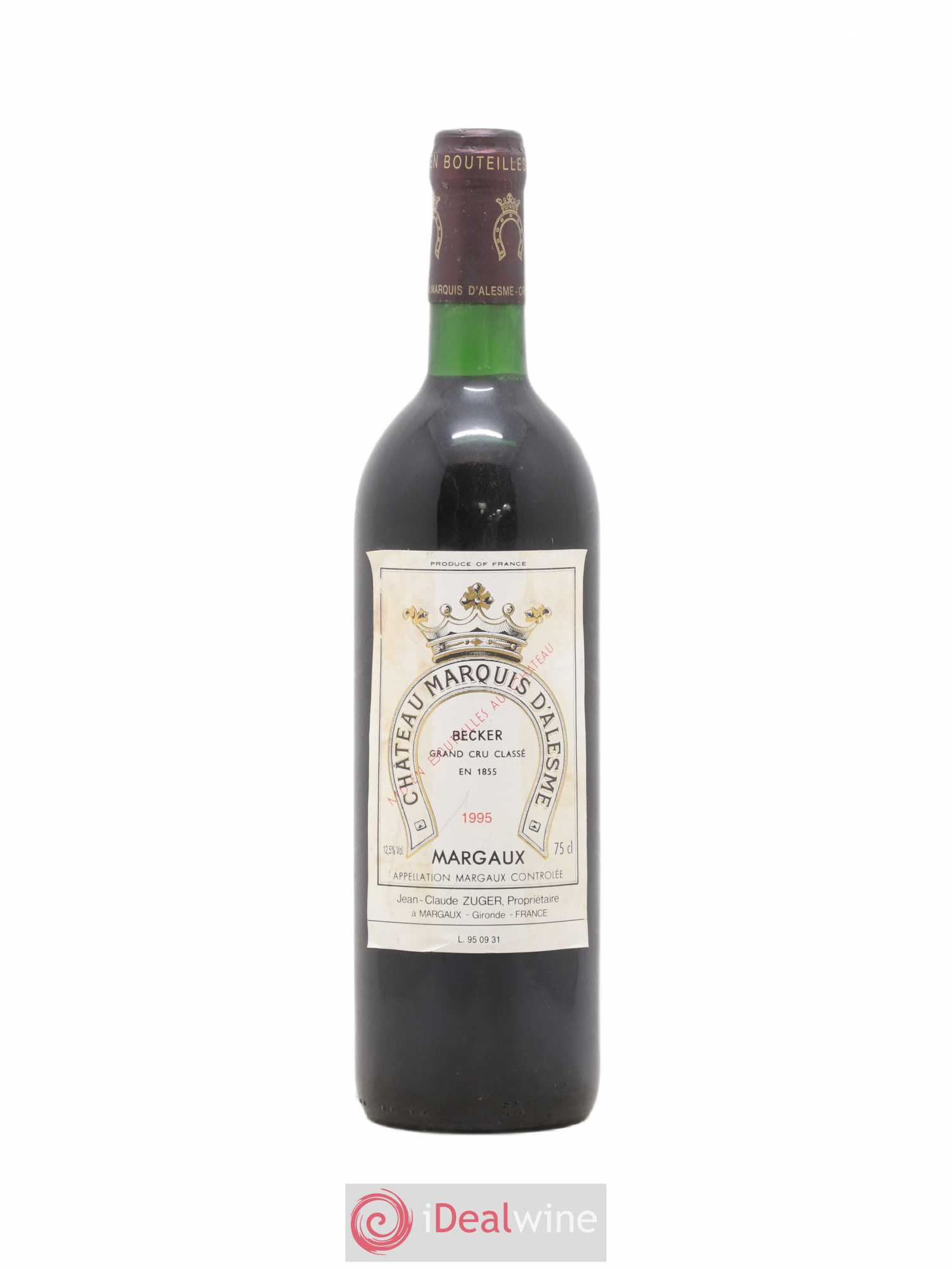 Château Marquis d'Alesme 1995 - Lot de 1 bouteille - 0