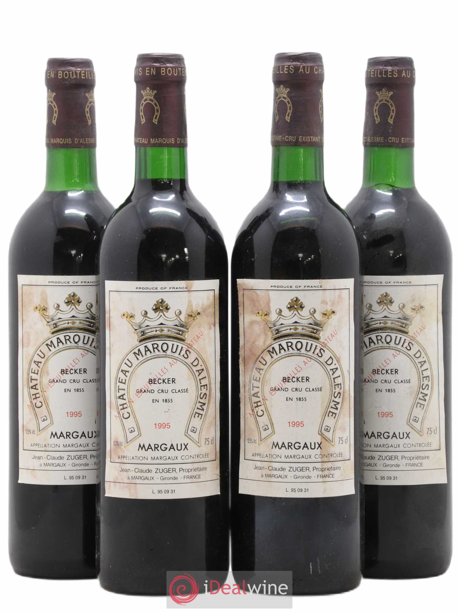 Château Marquis d'Alesme 1995 - Lot de 4 bouteilles - 0