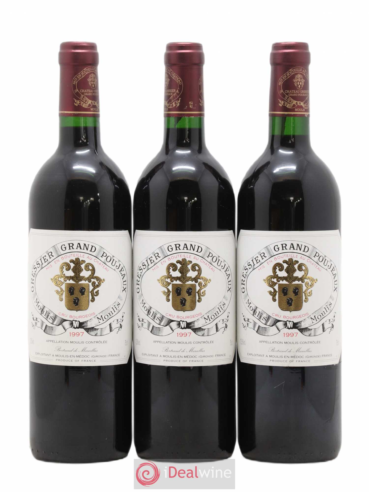 Château Gressier Grand Poujeaux Cru Bourgeois 1997 - Lot de 12 bouteilles - 1