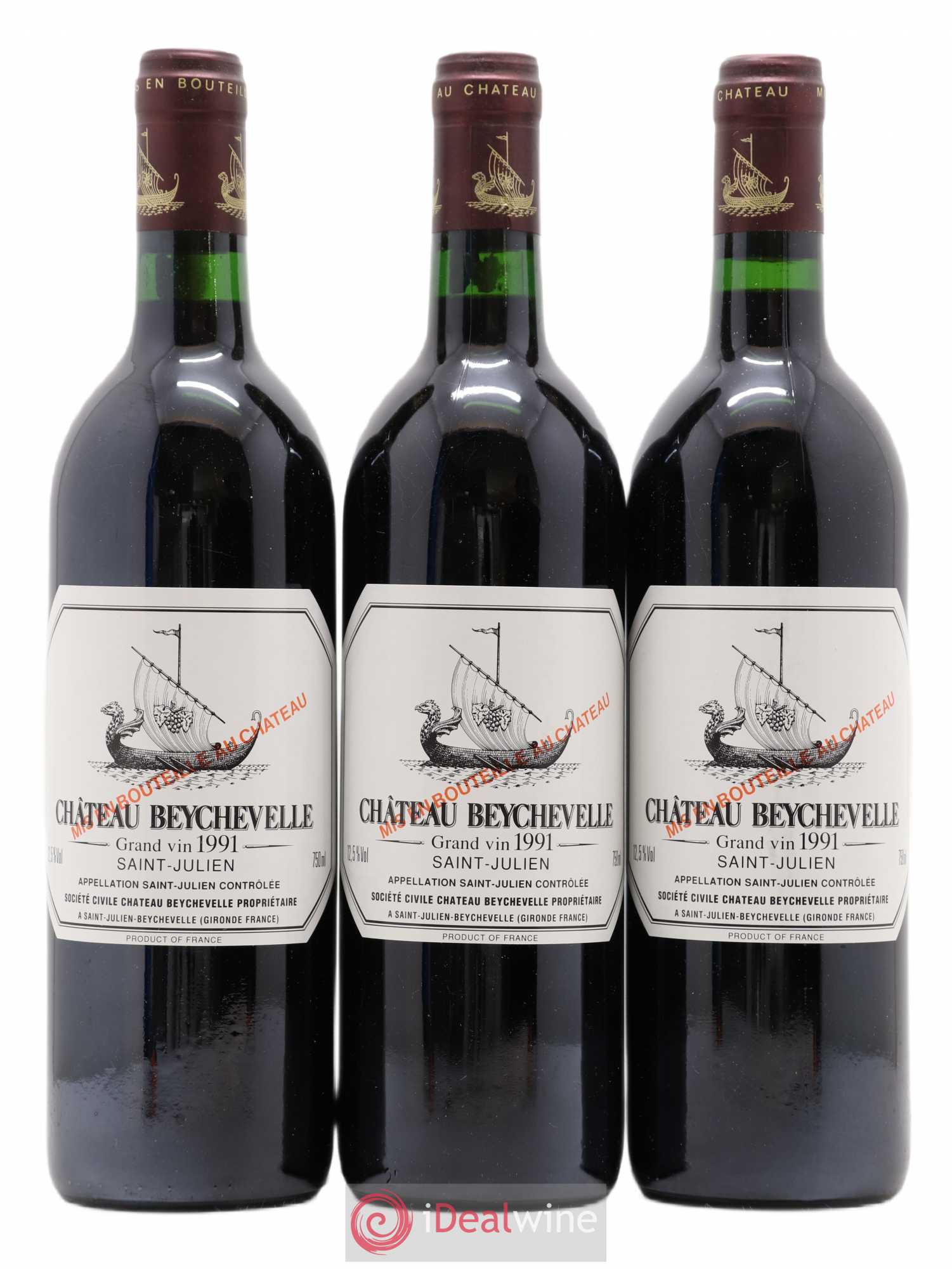 Château Beychevelle 4ème Grand Cru Classé 1991 - Lot de 3 bouteilles - 0