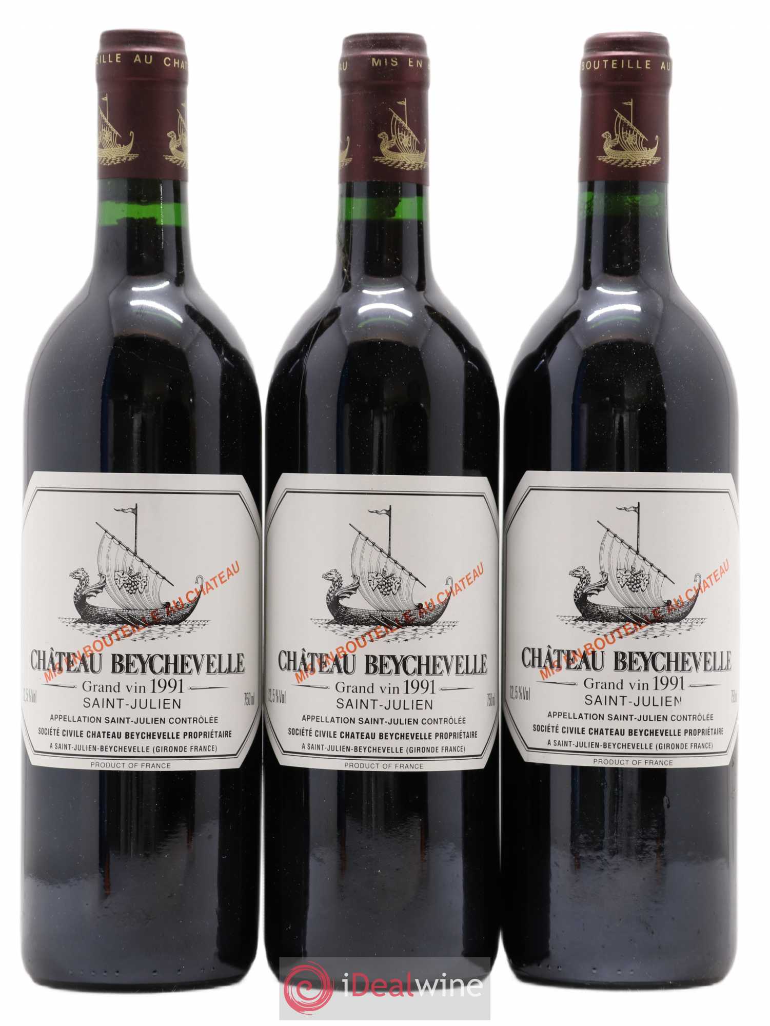 Château Beychevelle 4ème Grand Cru Classé 1991 - Lot de 3 bouteilles - 0