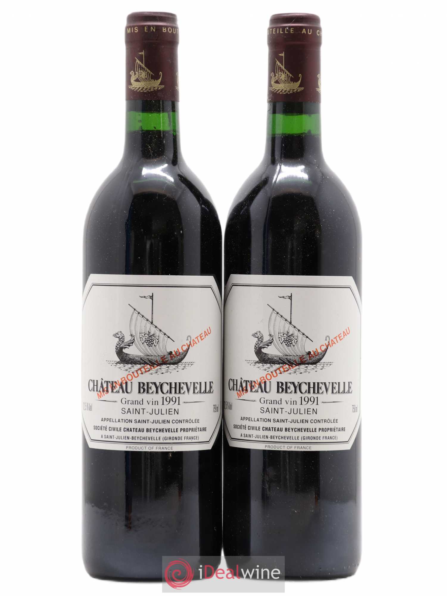 Château Beychevelle 4ème Grand Cru Classé 1991 - Lot de 2 bouteilles - 0