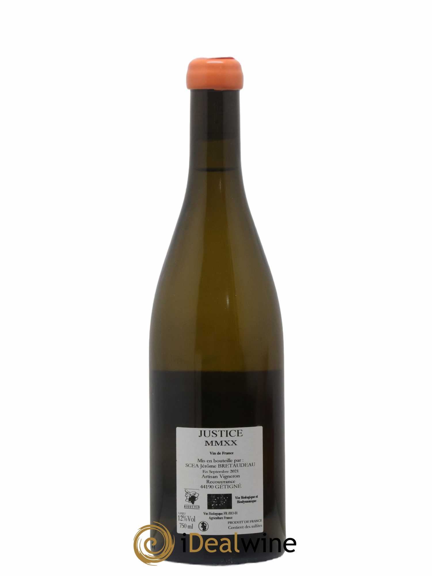 Muscadet-Sèvre-et-Maine Justice Jérôme Bretaudeau - Bellevue (Domaine de) 2020 - Lot de 1 bouteille - 1