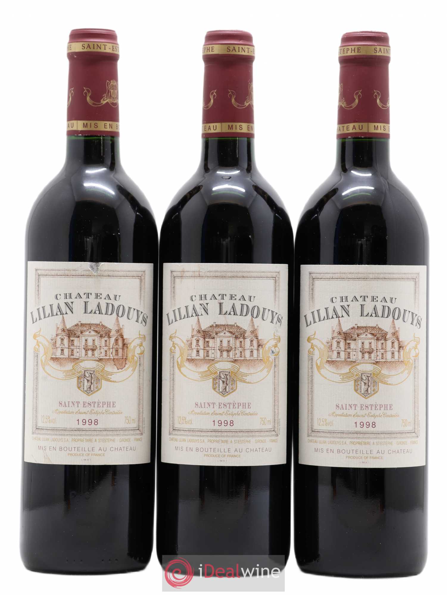 Château Lilian Ladouys Cru Bourgeois 1998 - Lot de 3 bouteilles - 0