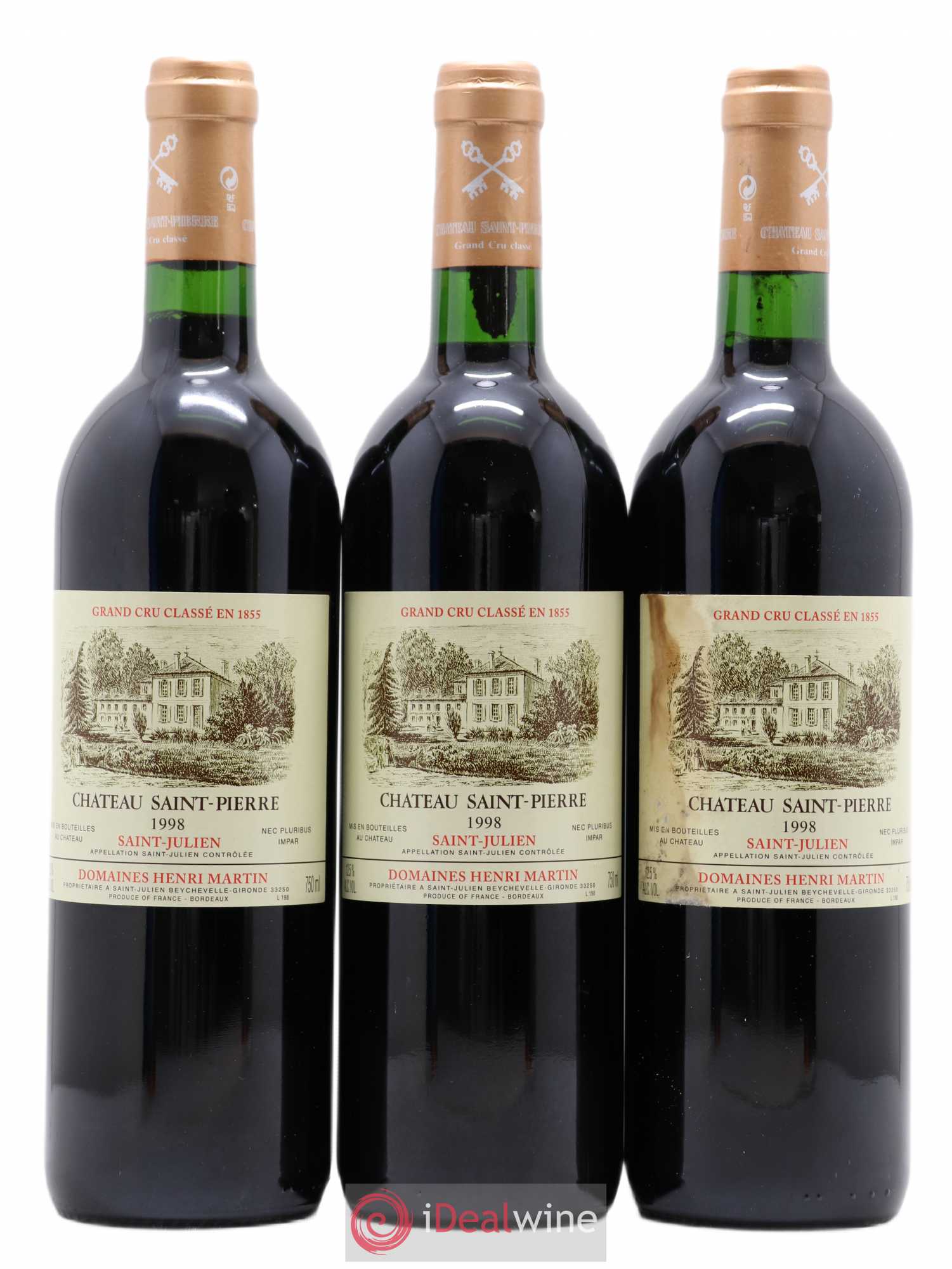 Château Saint-Pierre 4ème Grand Cru Classé 1998 - Lot de 3 bouteilles - 0
