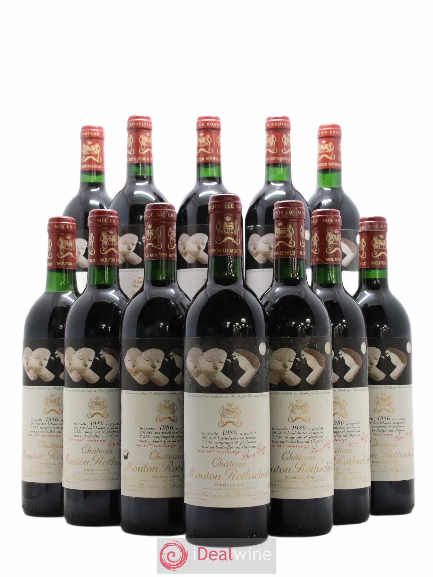 Château Mouton Rothschild 1er Grand Cru Classé 1986 - Lot de 12 bouteilles - 0