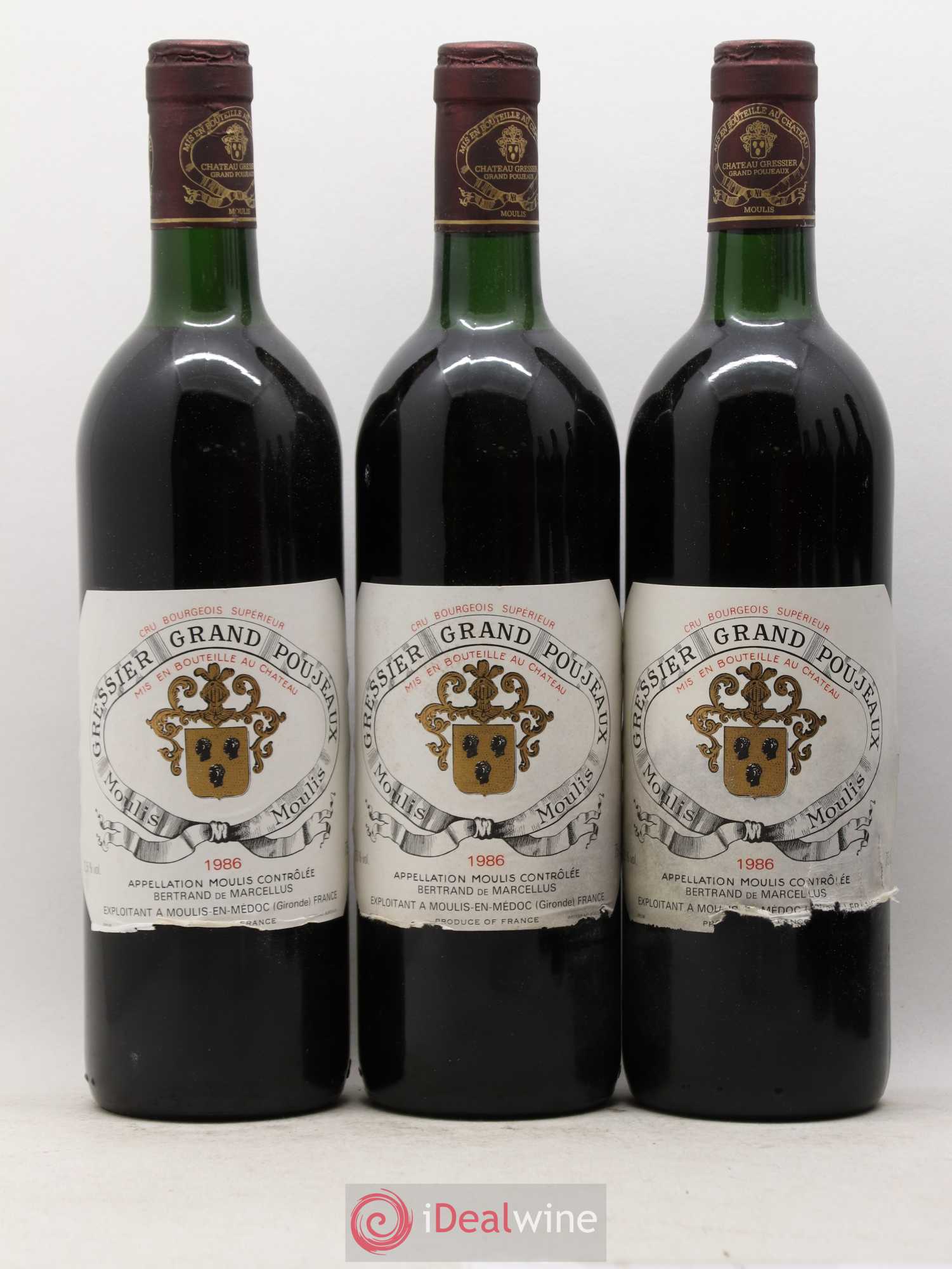 Château Gressier Grand Poujeaux Cru Bourgeois 1986 - Lot de 12 bouteilles - 4