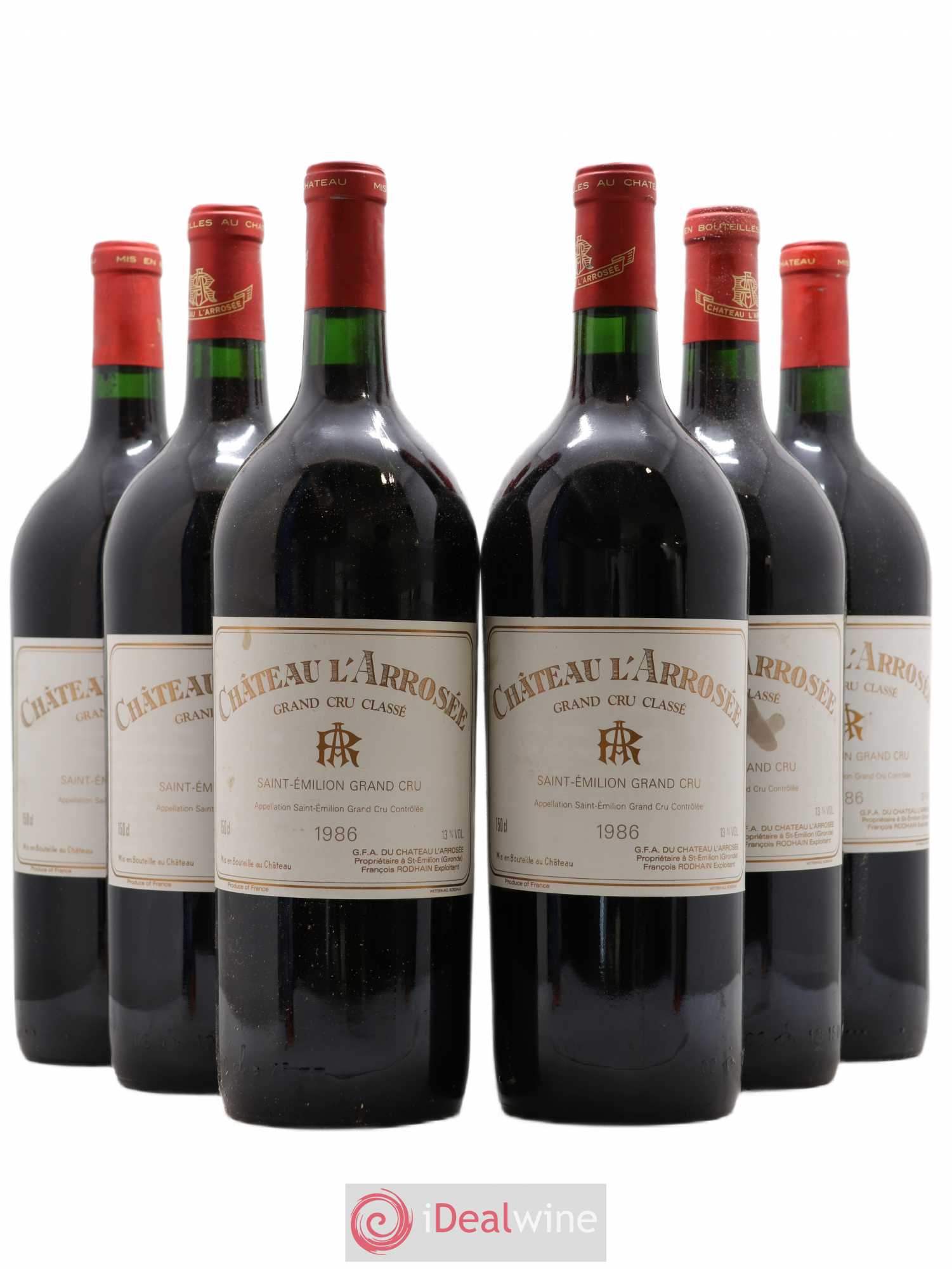 Château l' Arrosée Grand Cru Classé 1986 - Lot de 6 magnums - 0