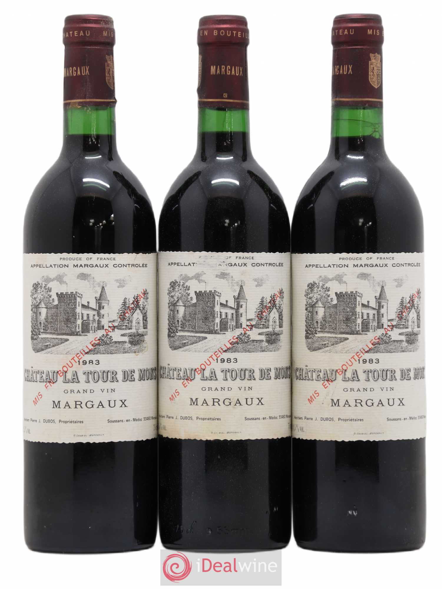Château la Tour de Mons Cru Bourgeois 1983 - Lot de 3 bouteilles - 0