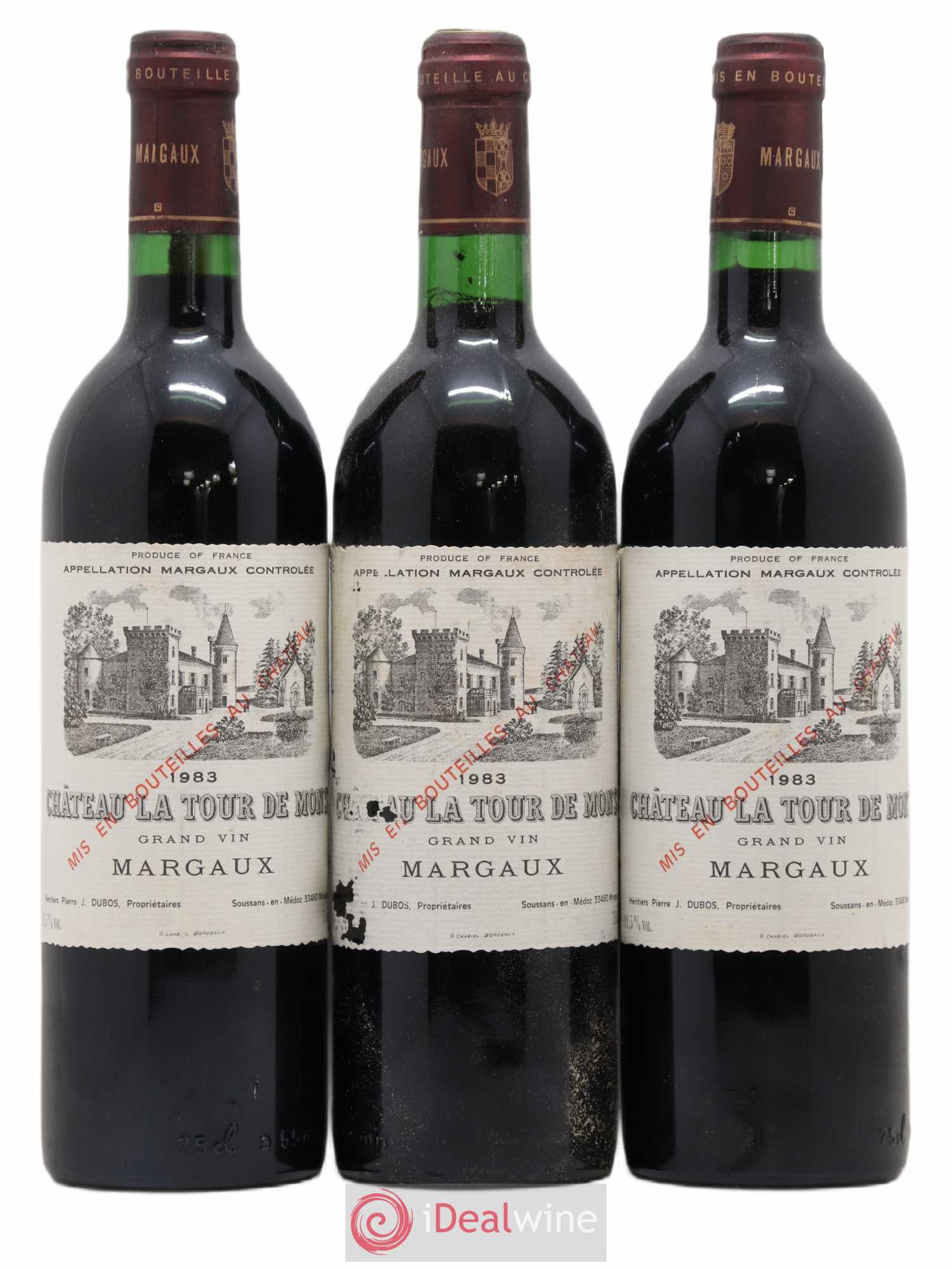 Château la Tour de Mons Cru Bourgeois 1983 - Lot de 3 bouteilles - 0