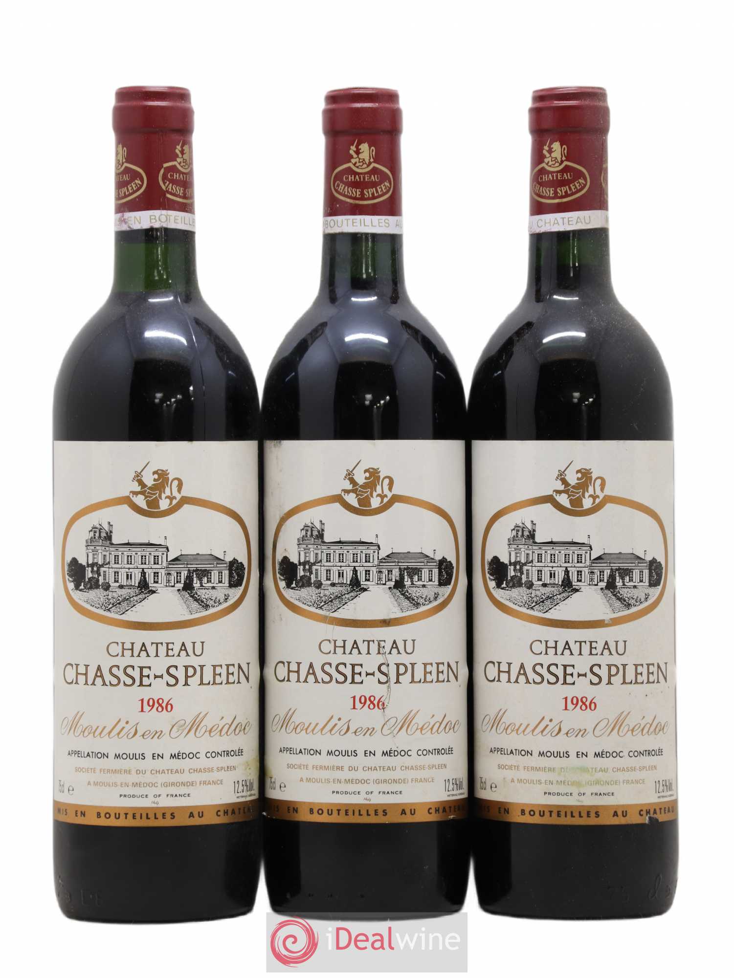 Château Chasse Spleen 1986 - Lot de 3 bouteilles - 0