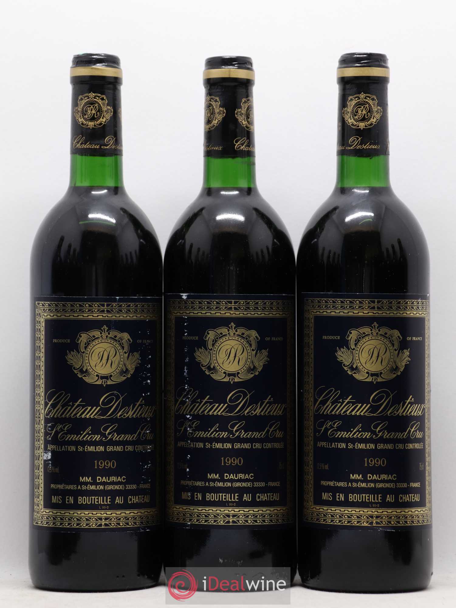 Château Destieux Grand Cru Classé 1990 - Lot de 12 bouteilles - 1