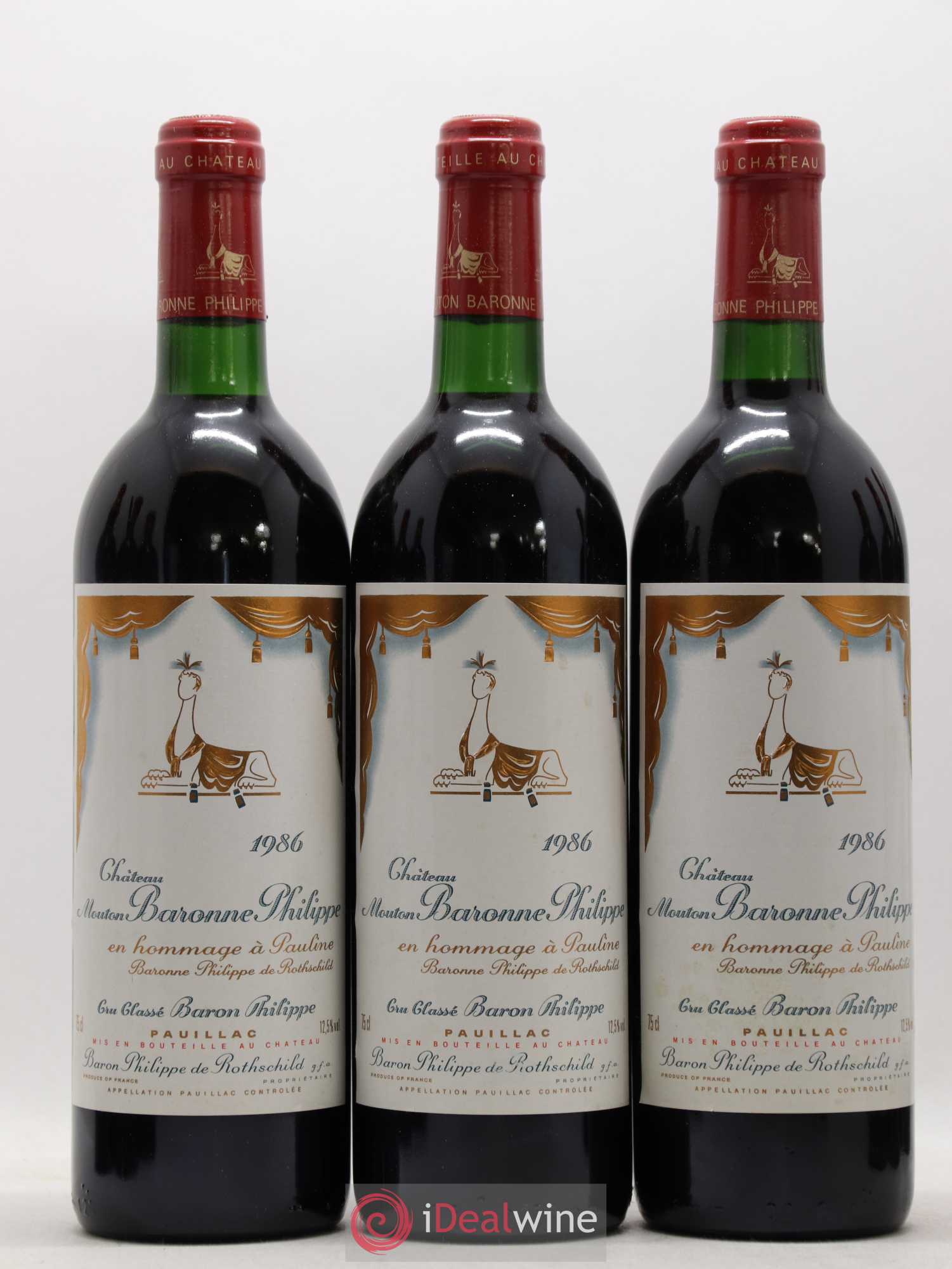 Château d' Armailhac - Mouton Baron(ne) Philippe 5ème Grand Cru Classé 1986 - Lot de 12 bouteilles - 2
