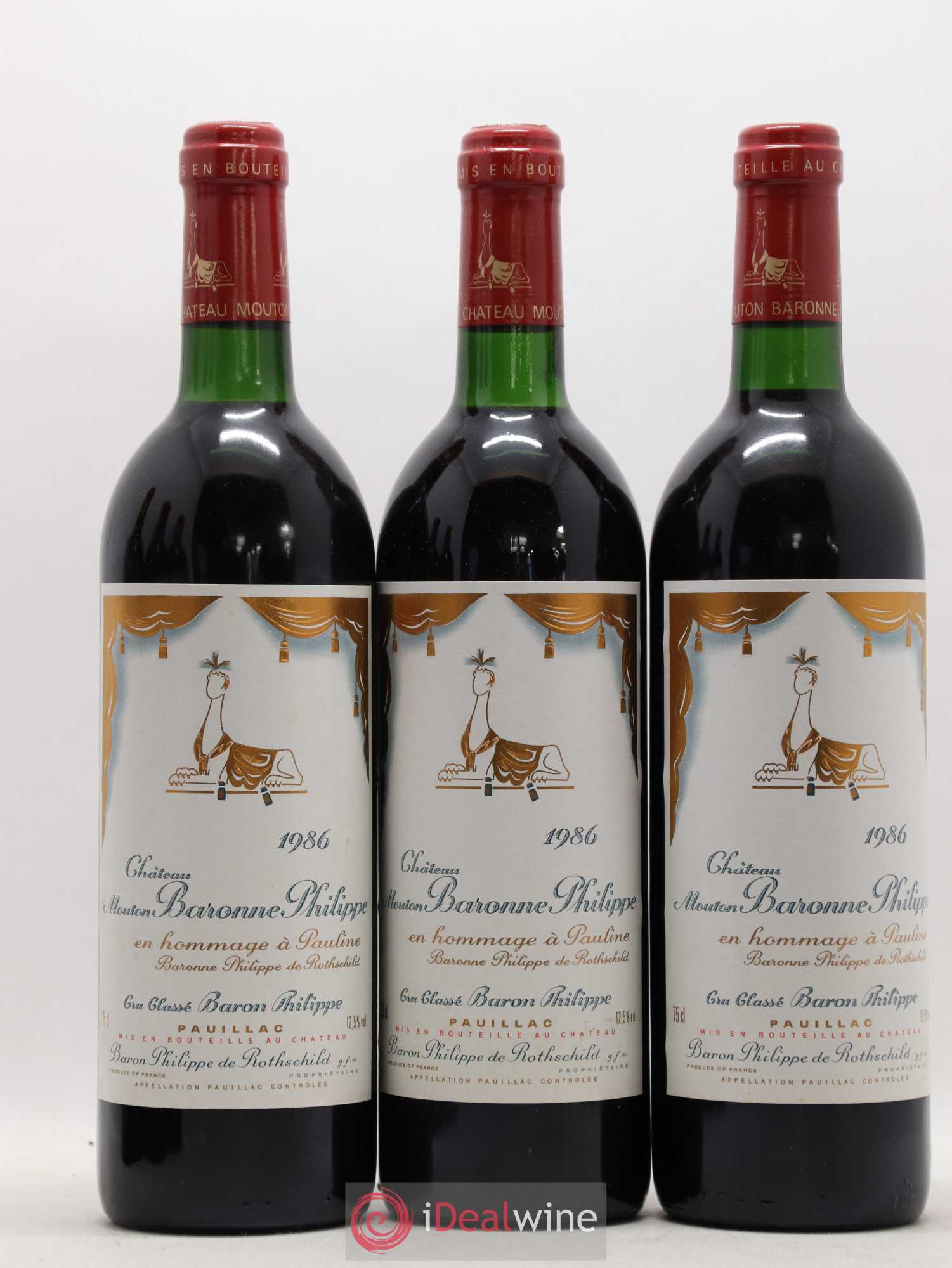 Château d' Armailhac - Mouton Baron(ne) Philippe 5ème Grand Cru Classé 1986 - Lot de 12 bouteilles - 3