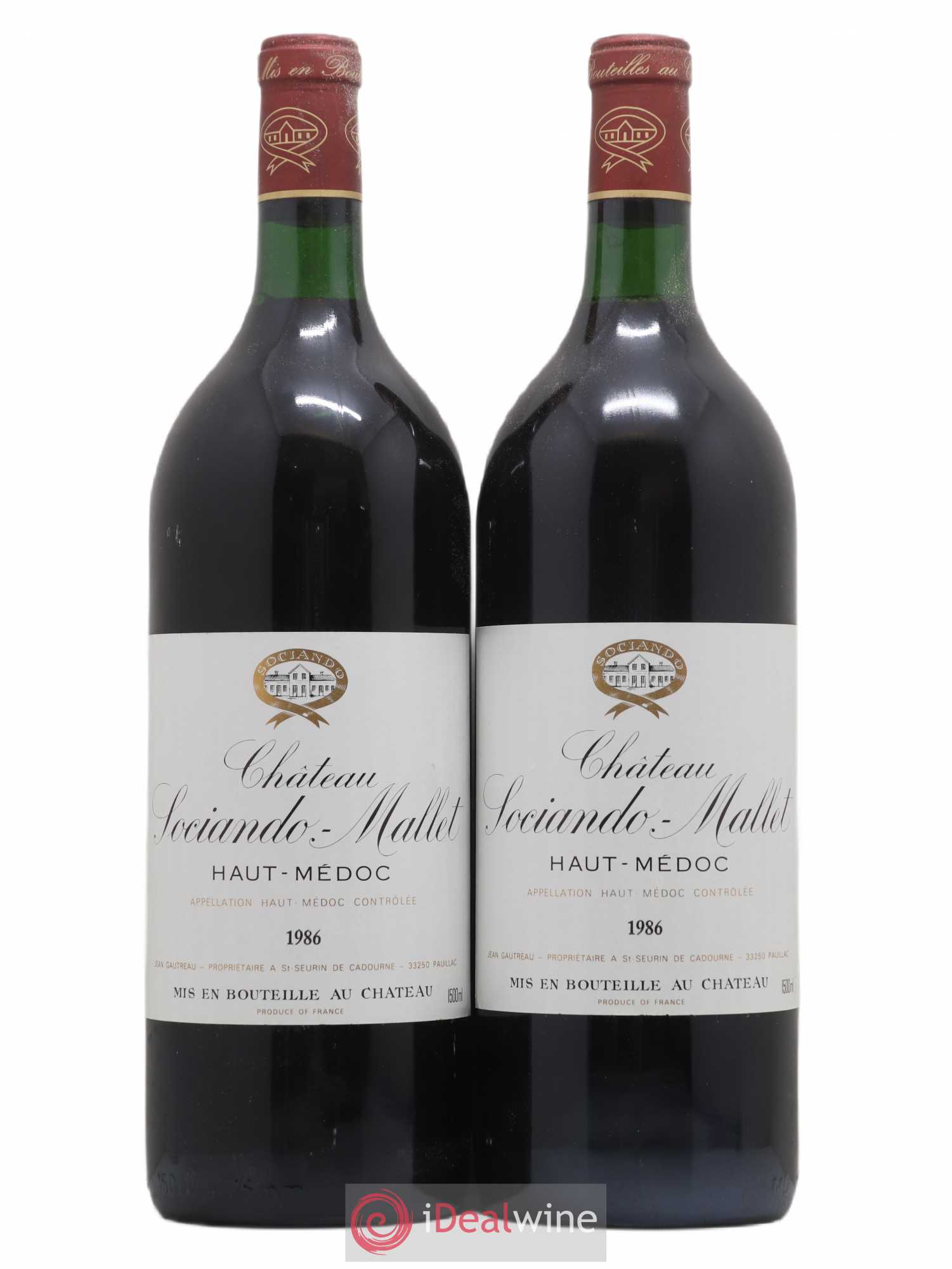 Château Sociando Mallet 1986 - Lot de 2 magnums - 0