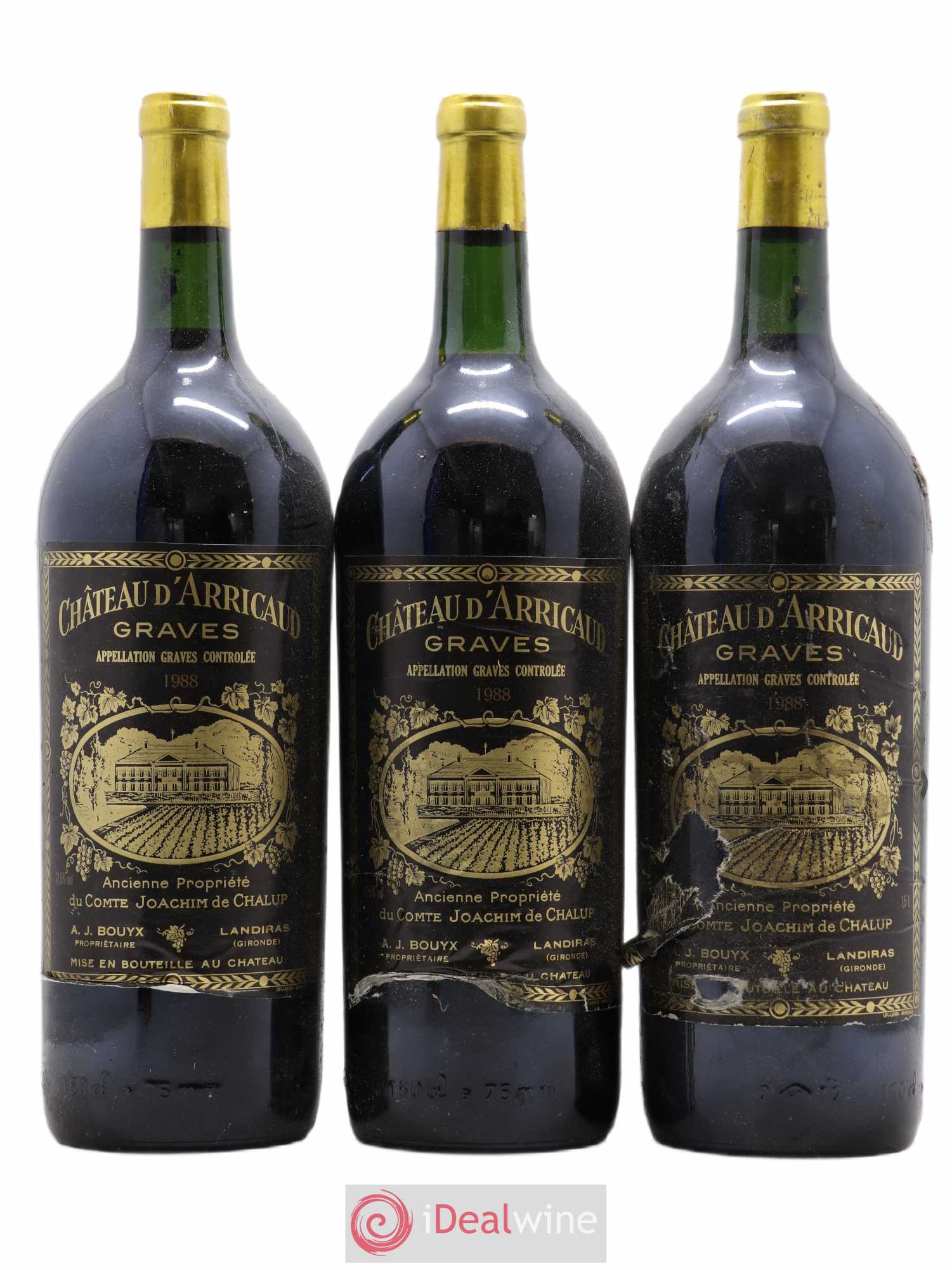 Graves Château D'Arricaud 1988 - Posten von 3 Magnum - 0