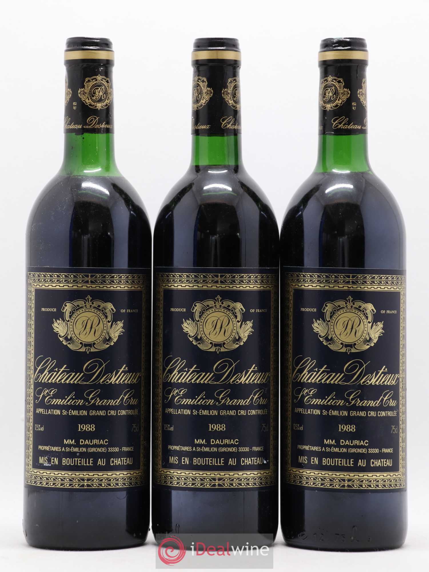 Château Destieux Grand Cru Classé 1988 - Lot de 12 bouteilles - 1