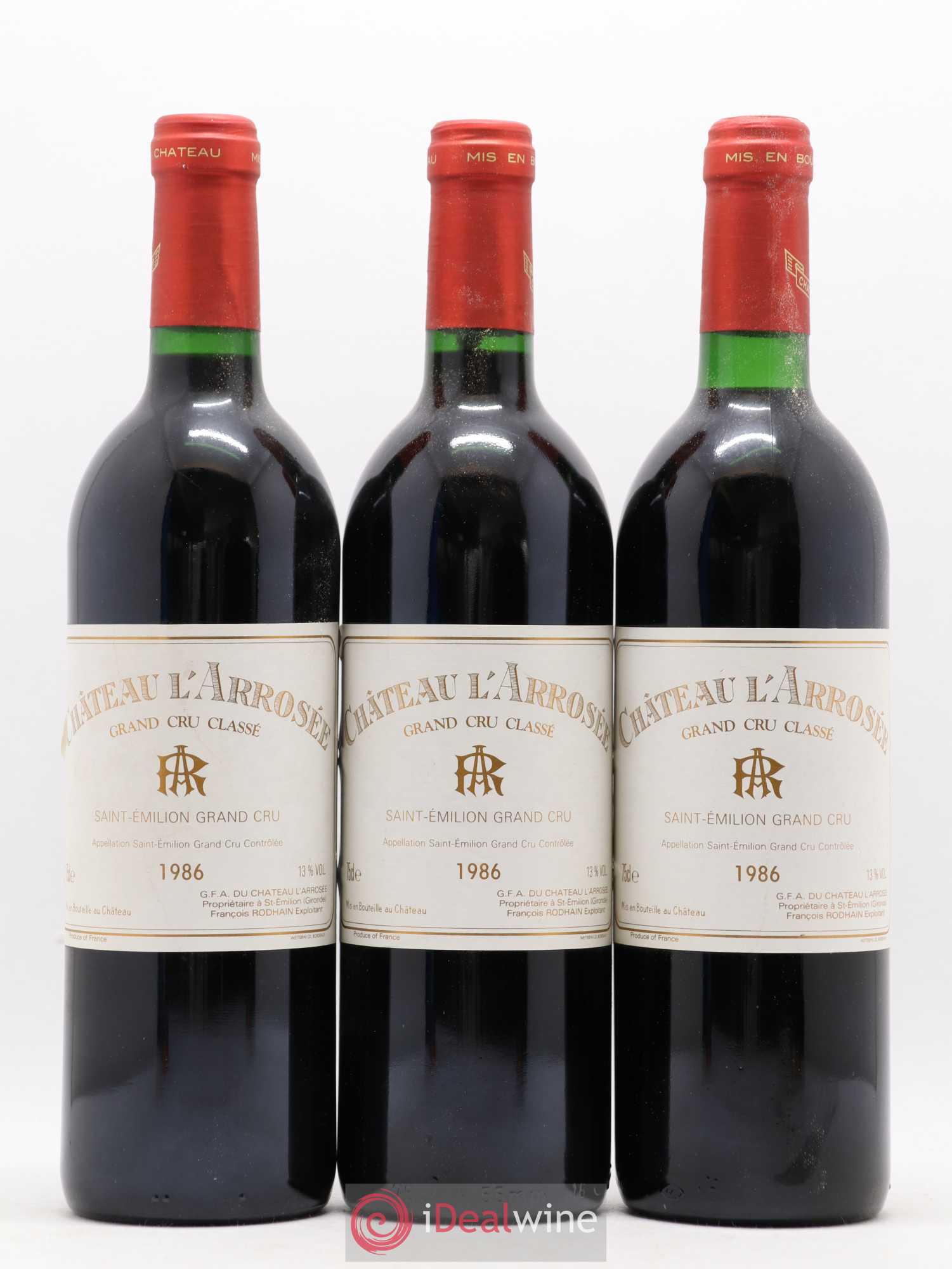 Château l' Arrosée Grand Cru Classé 1986 - Lot de 12 bouteilles - 1