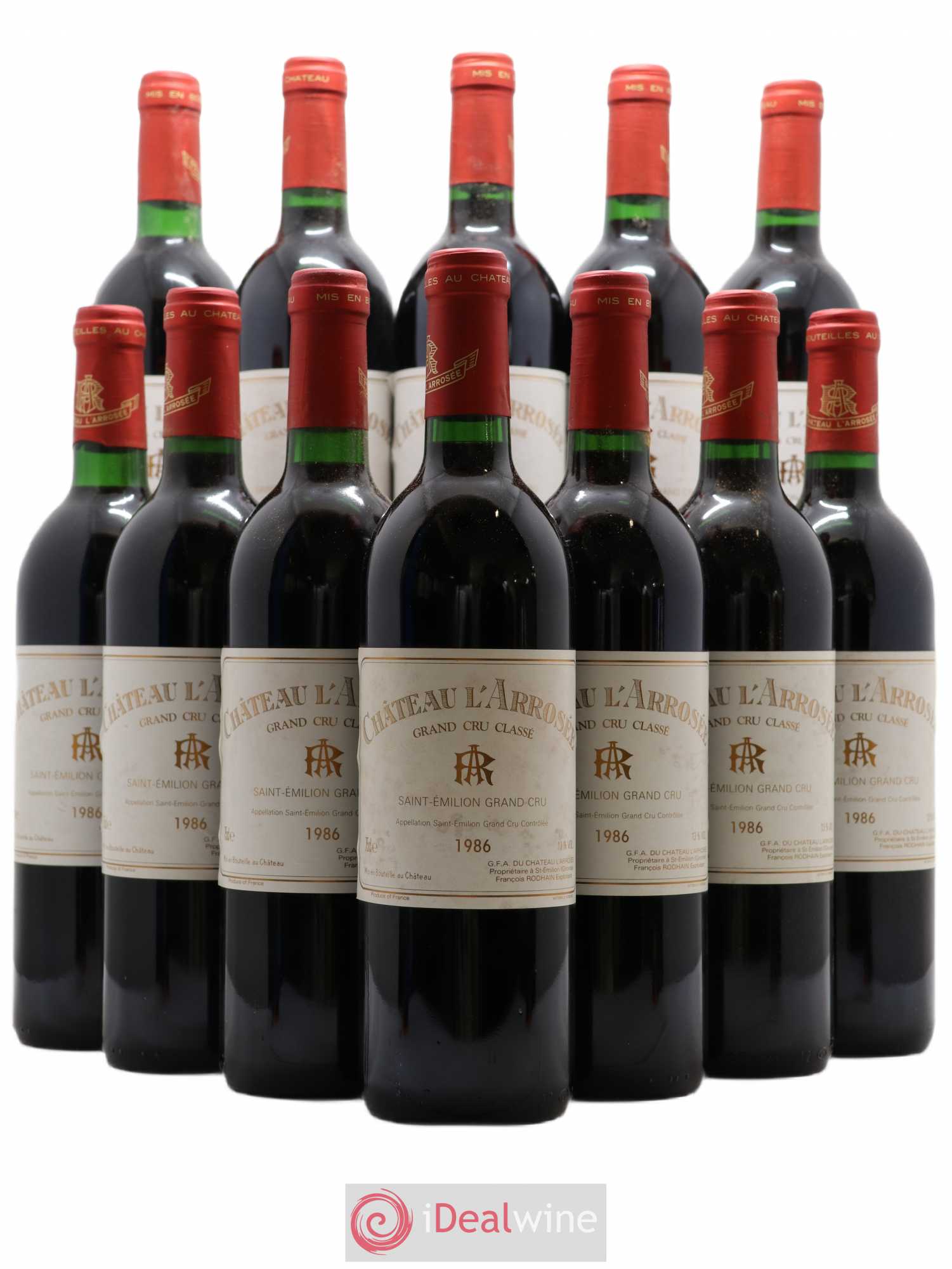 Château l' Arrosée Grand Cru Classé 1986 - Lot de 12 bouteilles - 0