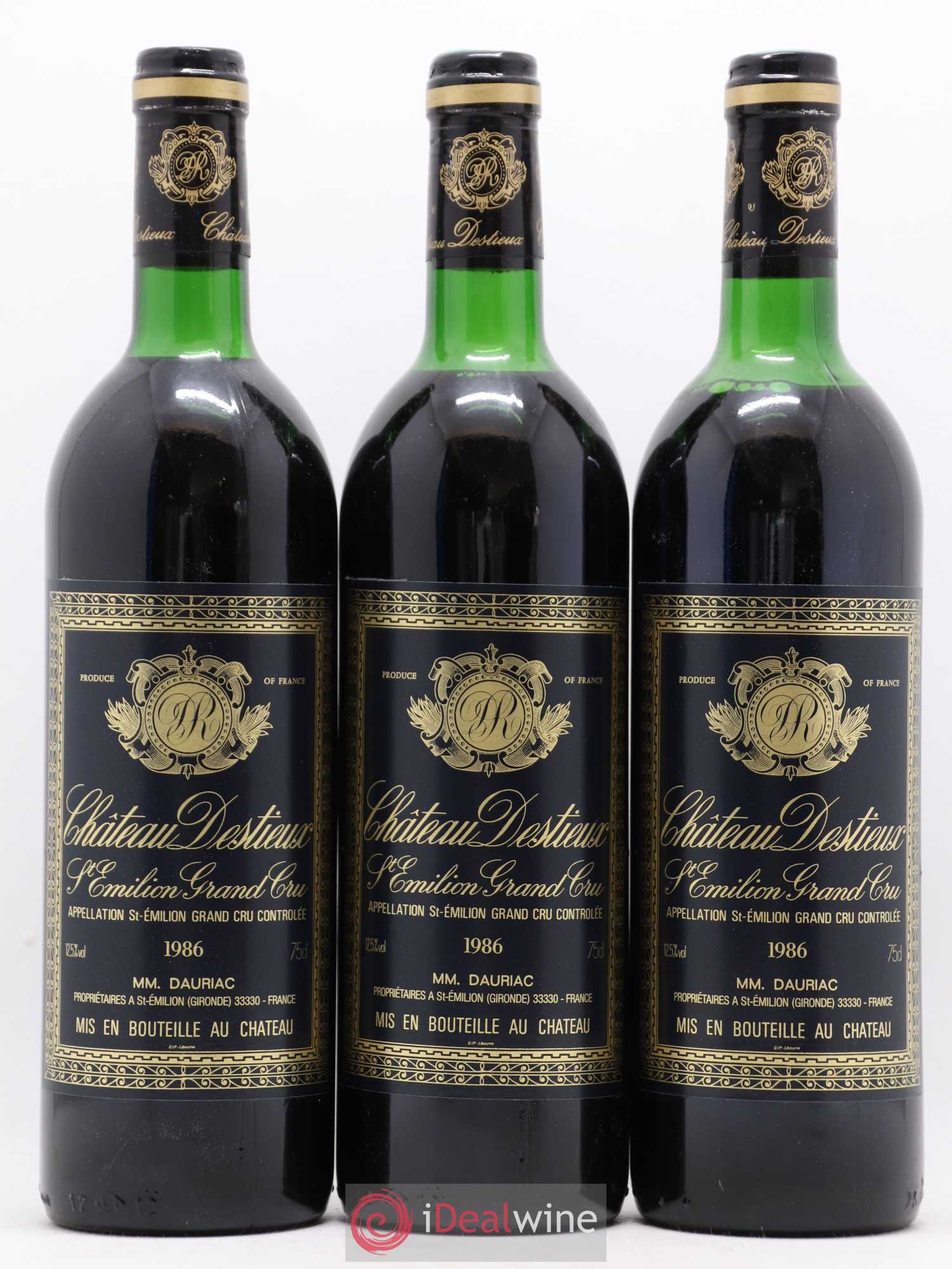 Château Destieux Grand Cru Classé 1986 - Lot de 12 bouteilles - 1