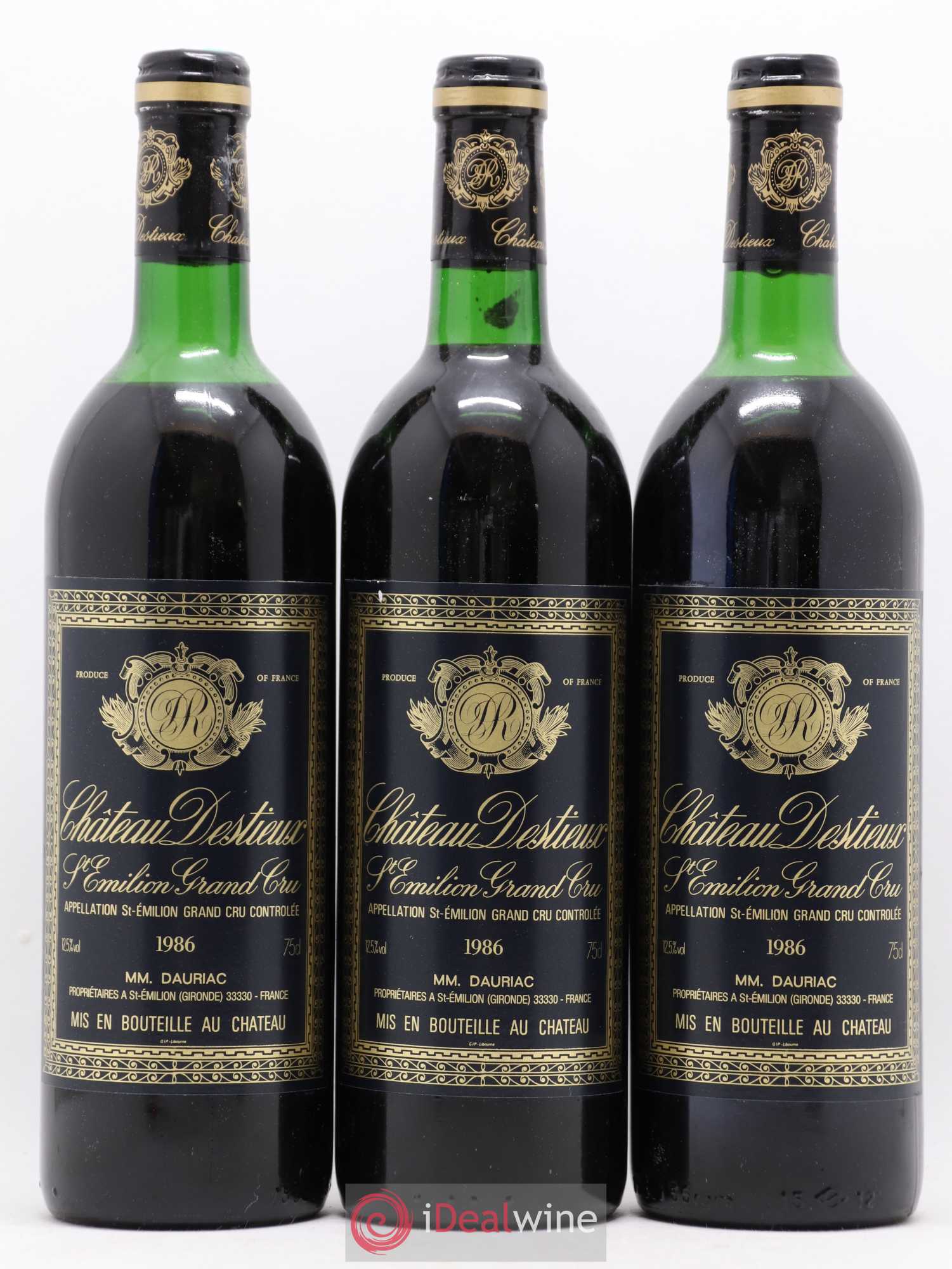 Château Destieux Grand Cru Classé 1986 - Lot de 12 bouteilles - 3