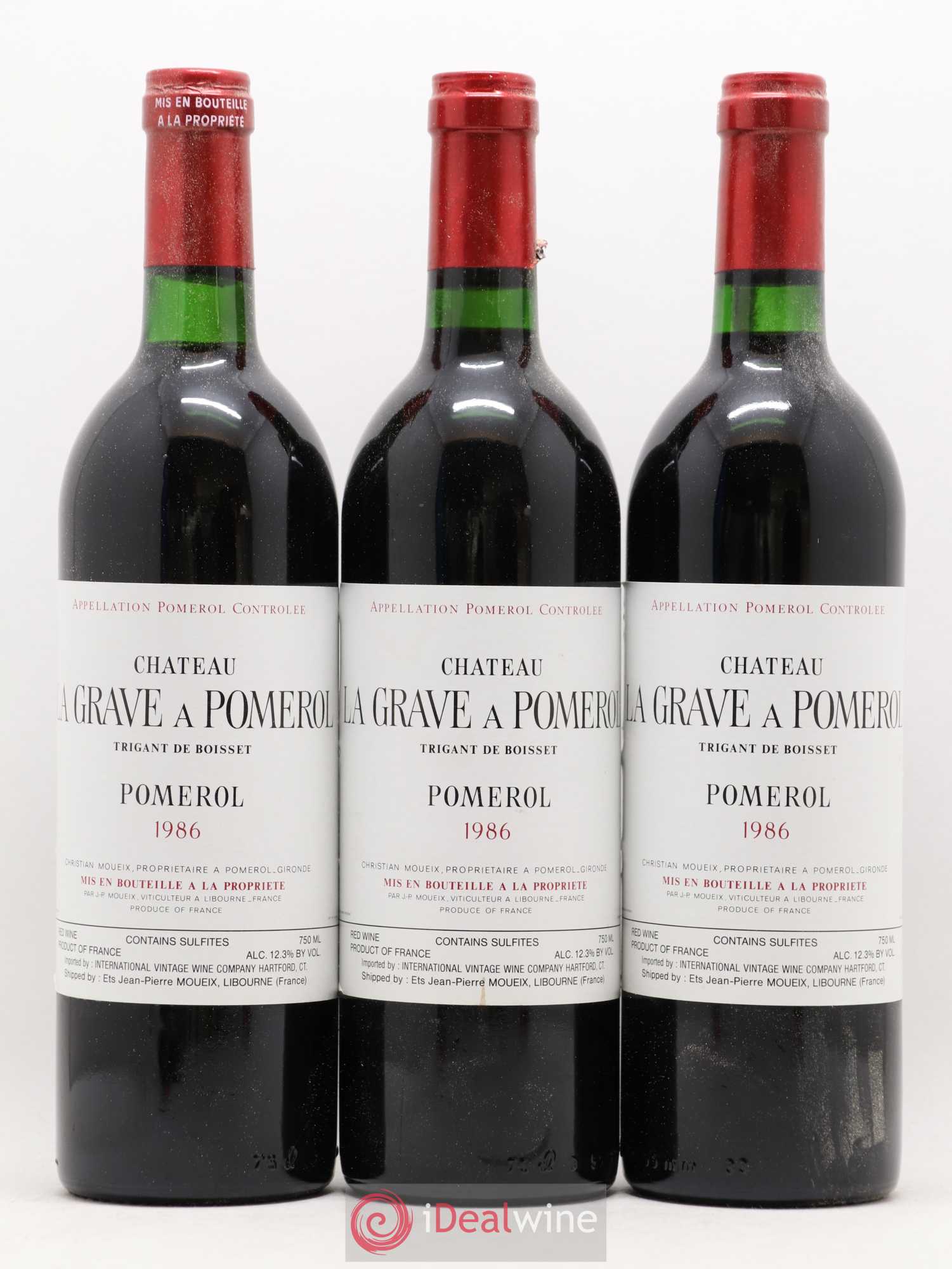 Château La Grave à Pomerol (Trigant de Boisset) 1986 - Lot de 12 bouteilles - 1